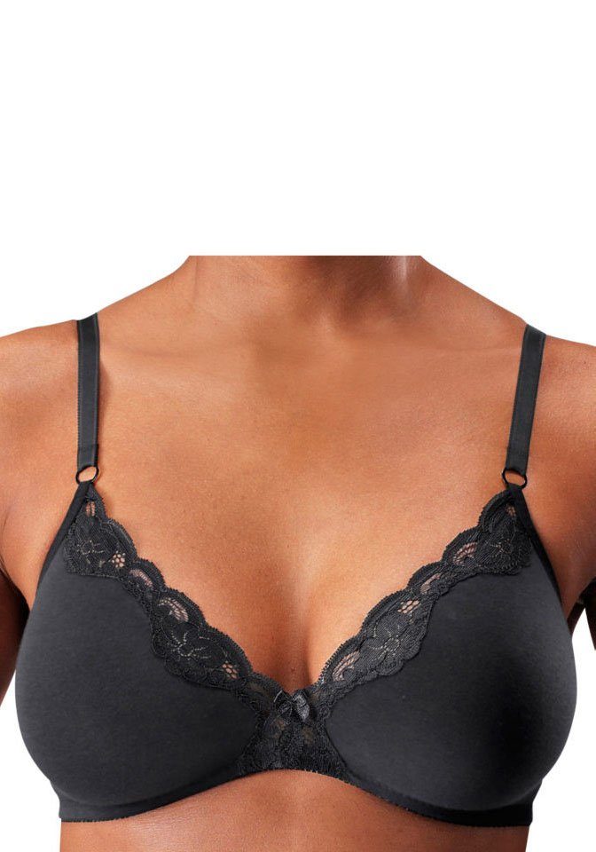 Dessous Spitze, mit Bügel Stück) Bralette-BH (Packung, Baumwolle 2 petite fleur aus ohne Basic 2xschwarz