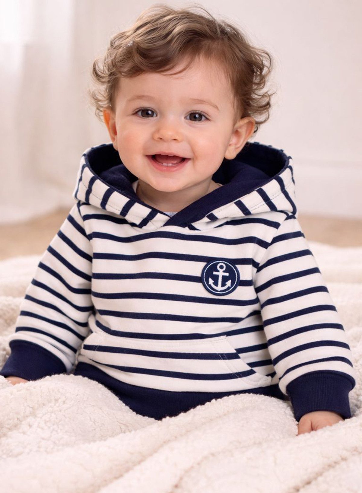 La Bortini Hoodie Kapuzenhoodie Sweatshirt Kapuzenpulli gestreift für Babys und Kinder elastisch, weich