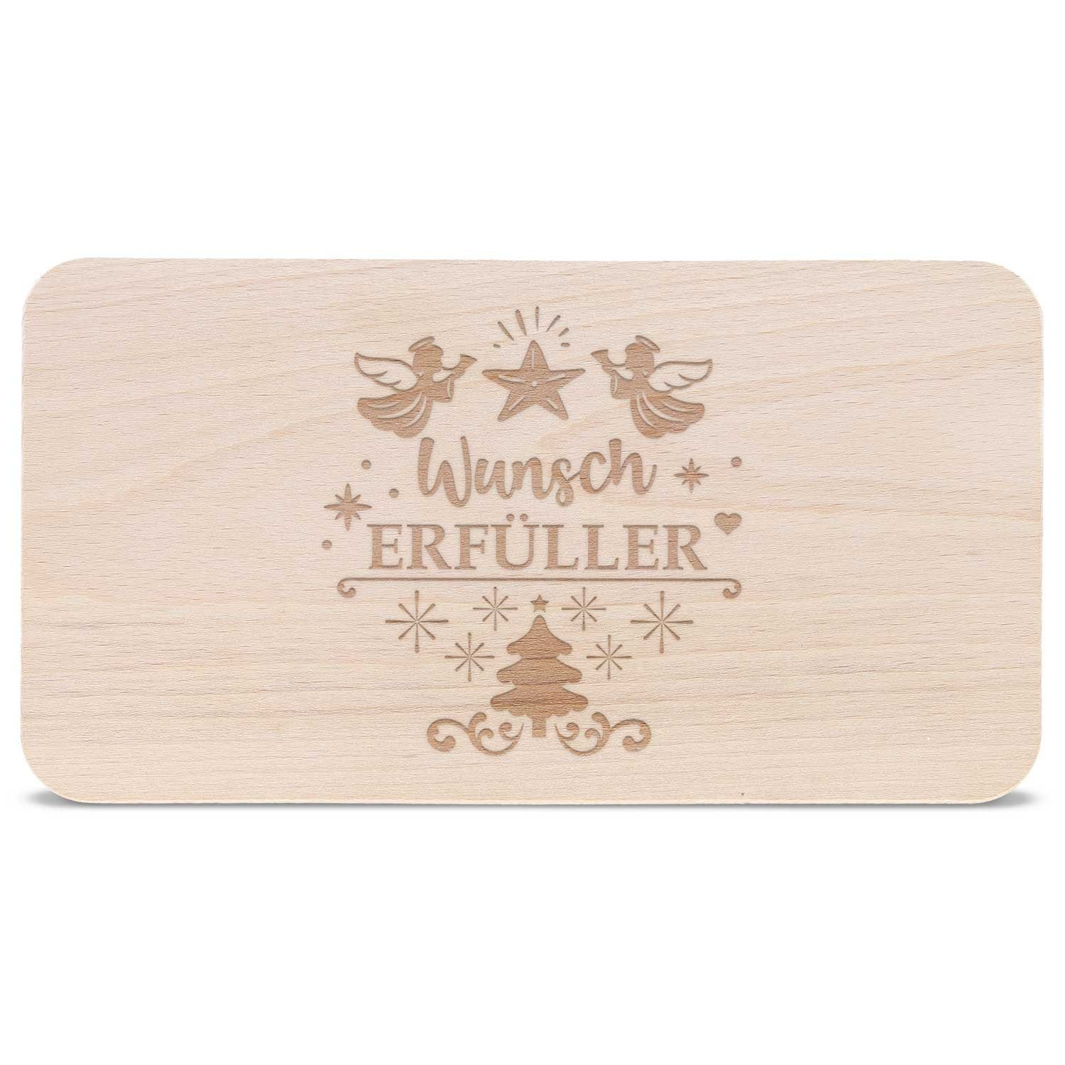 GRAVURZEILE Schneidebrett Frühstücksbrettchen aus Holz mit Gravur - Wunscherfüller, Weihnachtsdeko - Geschenke für Kinder Jungen und Mädchen, Zu Weihnachten als Geschenk zum Wichteln und Nikolaus