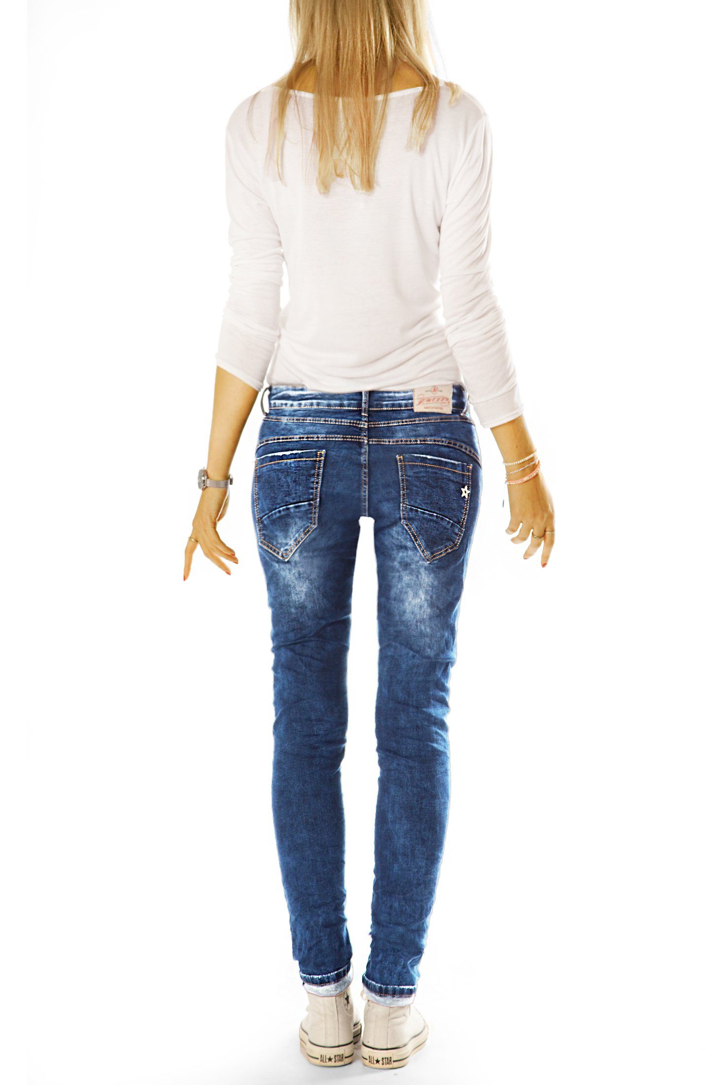 be styled Slim-fit-Jeans - Stretch-Anteil, Hose Damen Fit Relaxed 5-Pocket-Style im Fit mit Look - Slim j4g-1 Hüftjeans