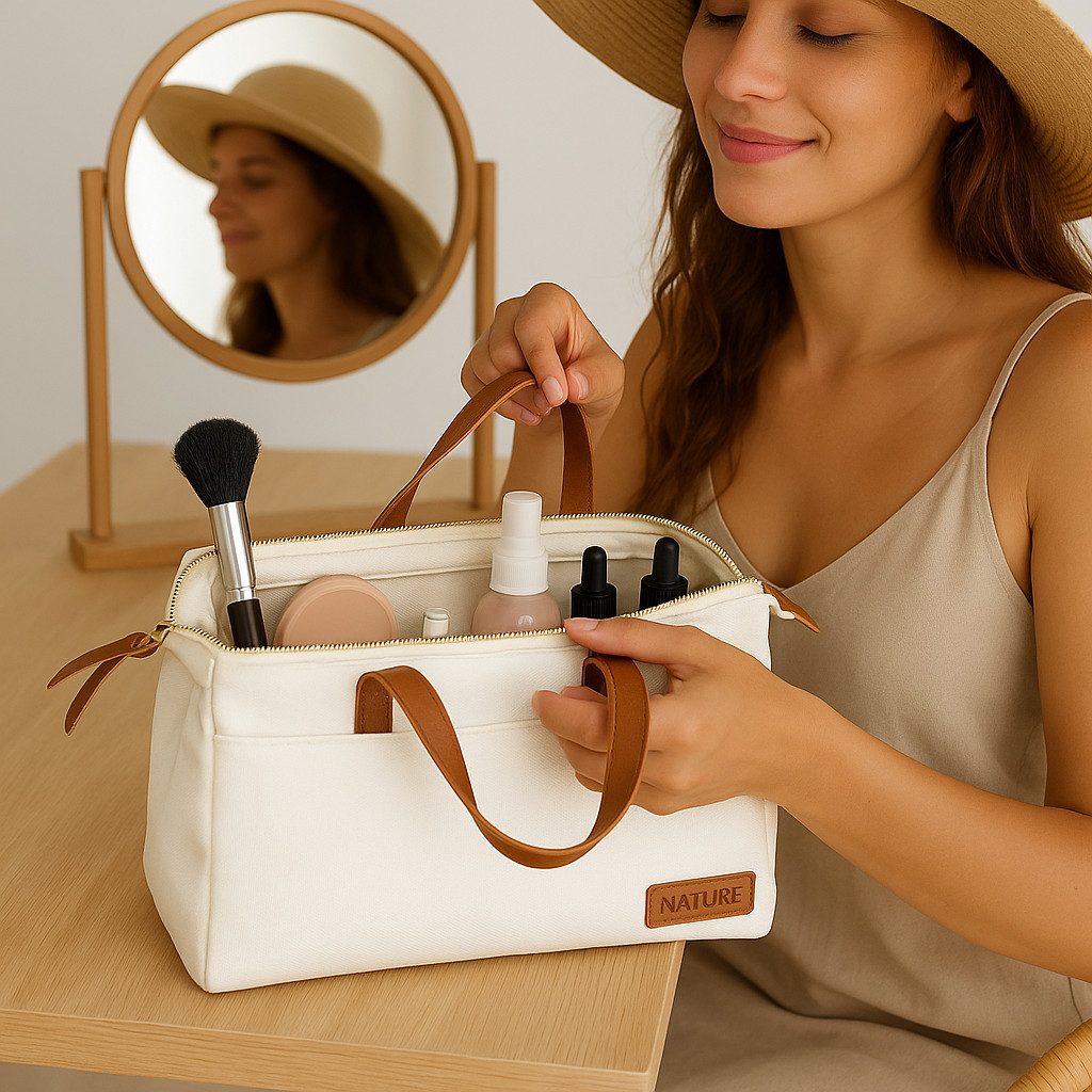 Kosmetiktasche Kosmetiktasche Travel Cremeweiß Braun