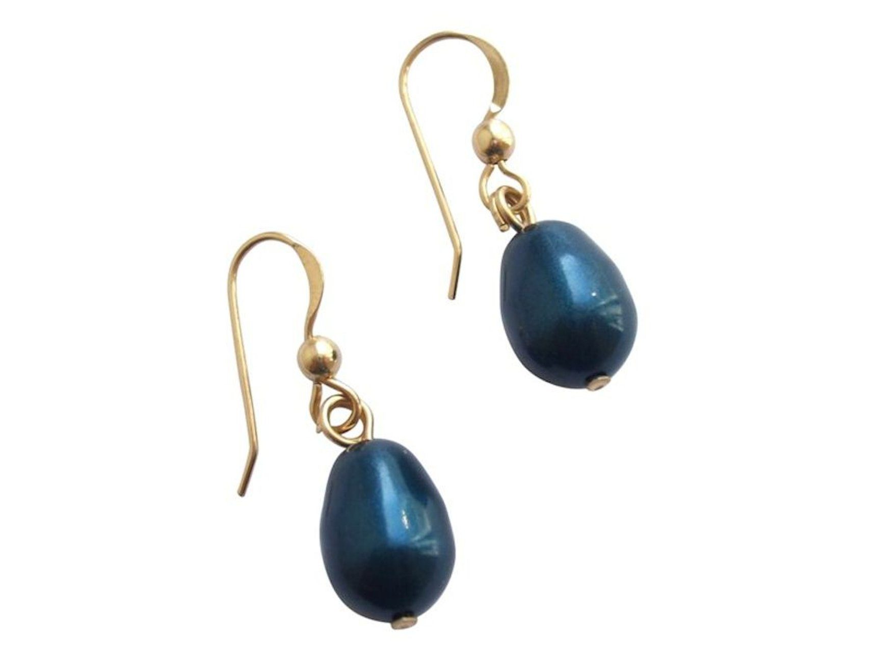Damen Schmuck Gemshine Paar Ohrhänger Perlen Tahiti Blau Tropfen, Made in Germany