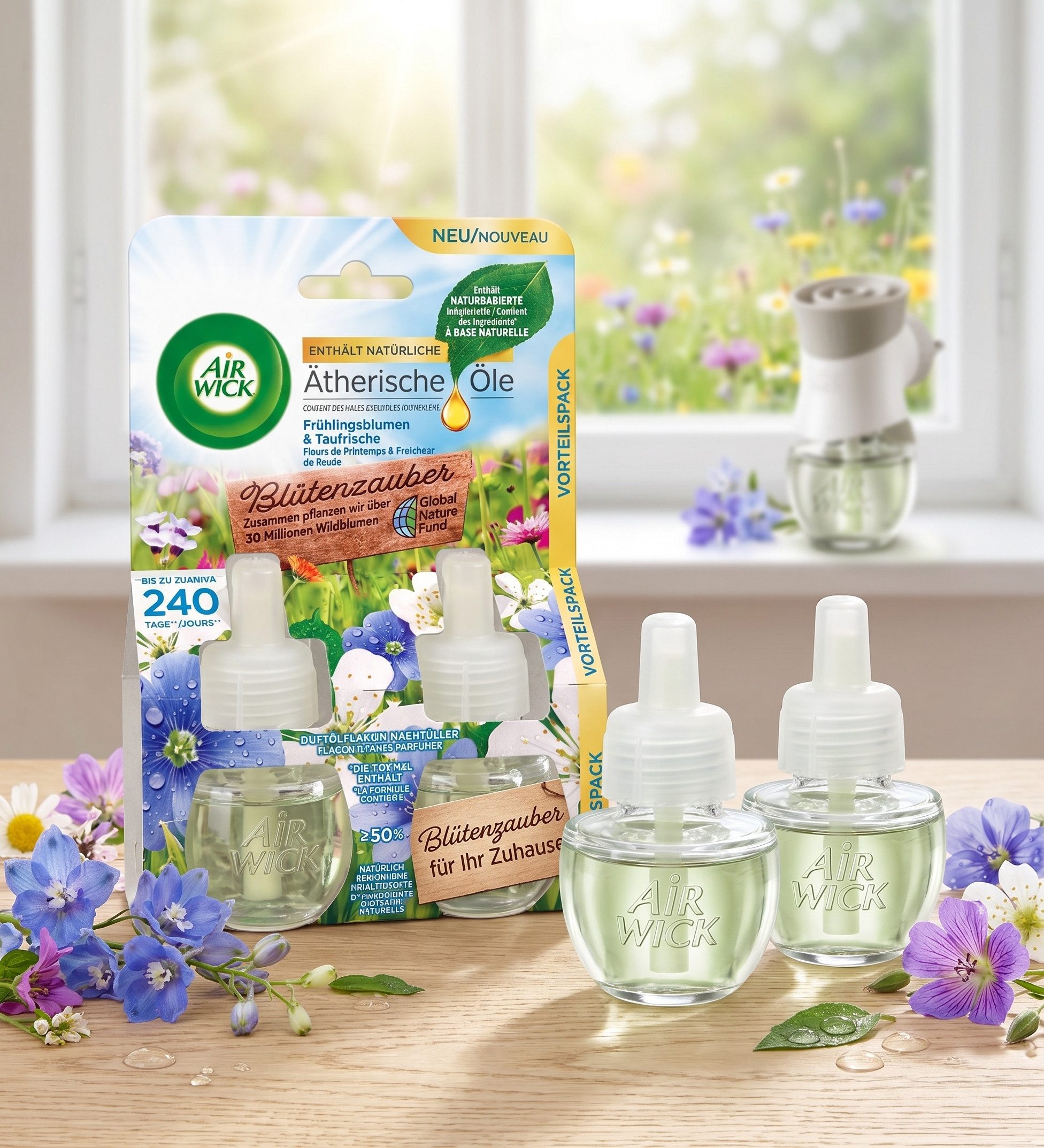 Air Wick Raumduft Air Wick Duftölflakon Frühlingsblumen & Taufrische Duo-Pack, 2x 19 ml
