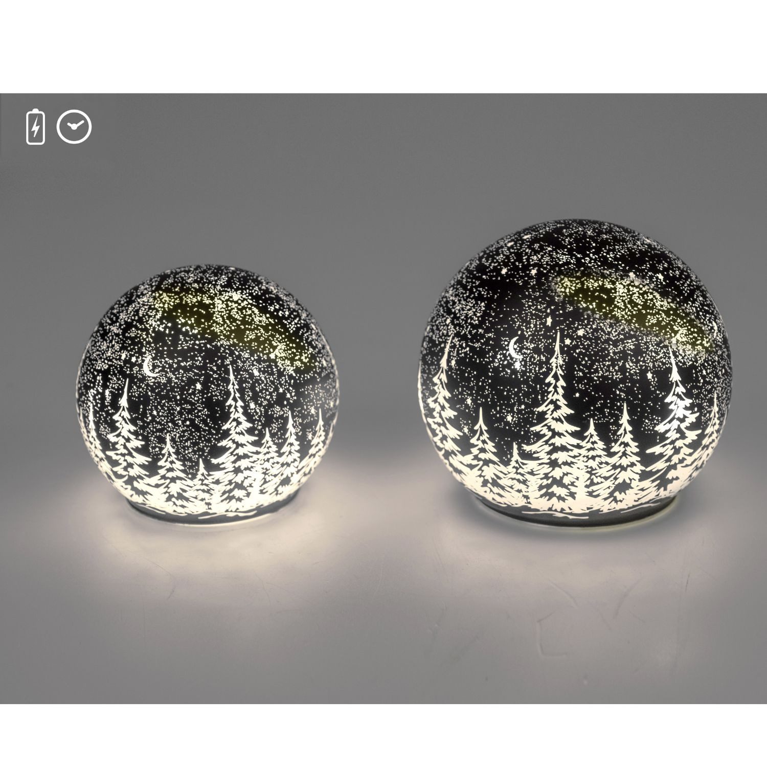 formano LED Kugelleuchte Frosty Winterwald, LED, Mit Timerfunktion, Schwarz, Winterwald, H: cm