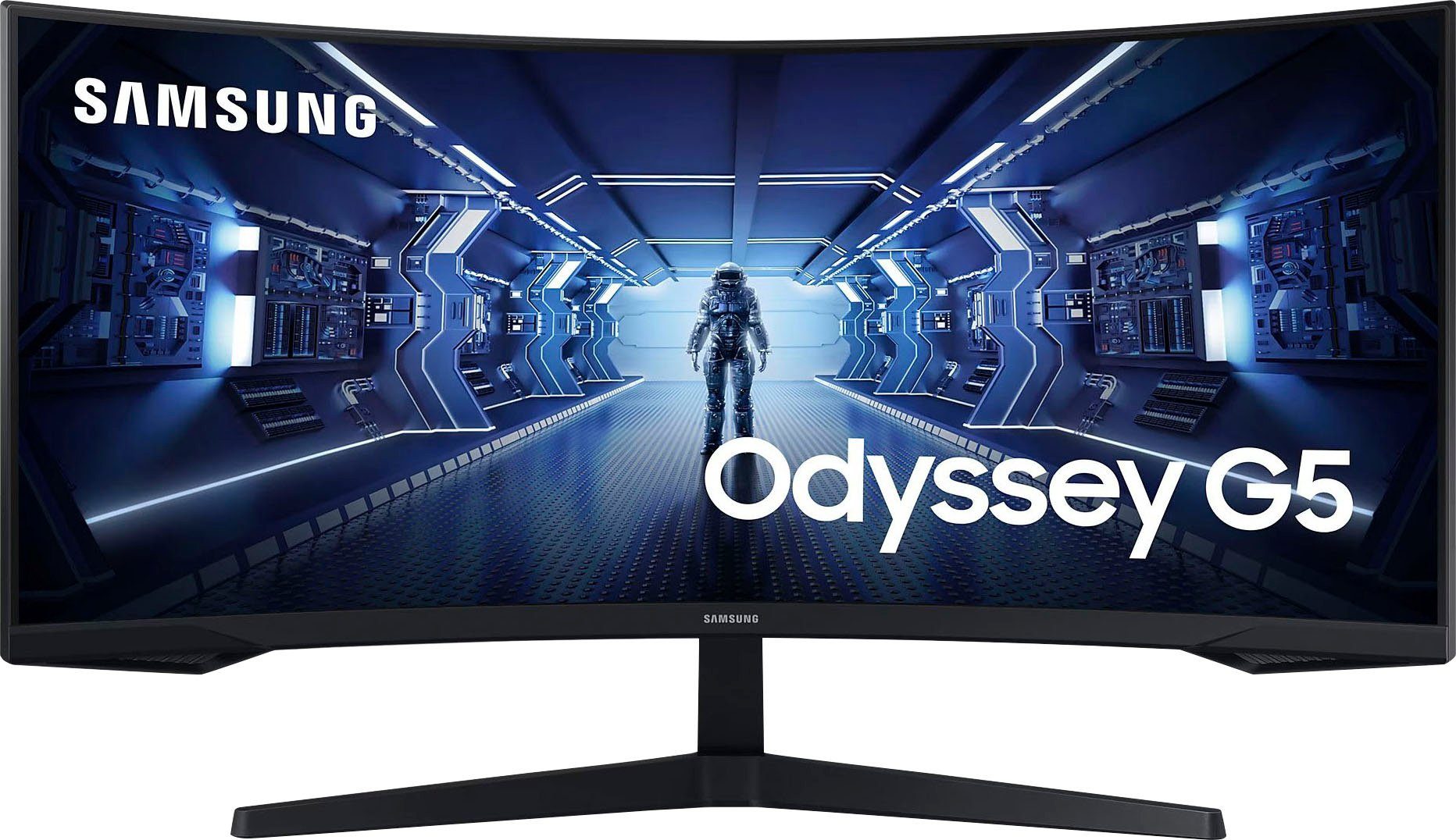 Samsung Odyssey G5 C34G55TWWP Curved-Gaming-LED-Monitor (86 cm/34 ", 3440 x 1440 px, WQHD, 1 ms Reaktionszeit, 165 Hz, VA LCD, 1ms (MPRT)