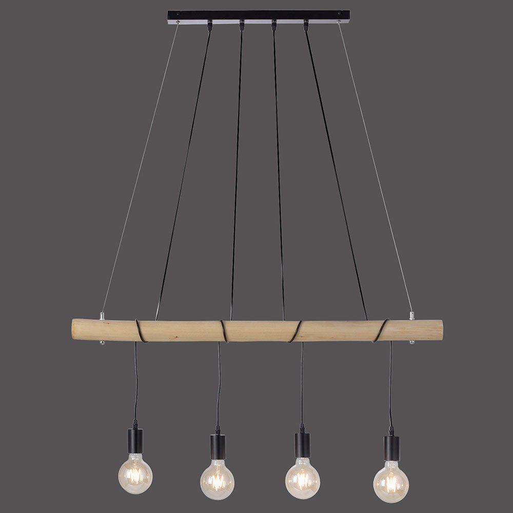 Hängelampe Esszimmerlampe Pendelleuchte, Warmweiß, inklusive, 4 Leuchtmittel LED Vintage Holzbalken Pendelleuchte etc-shop