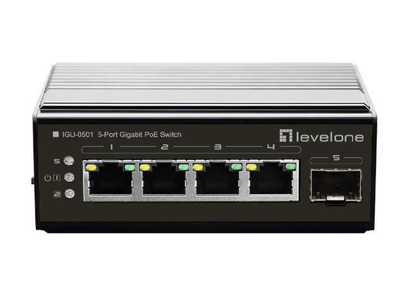 Levelone LEVELONE Switch 5Port Gigabit PoE DIN-Rail,-30°C to 65°C Netzwerk-Switch