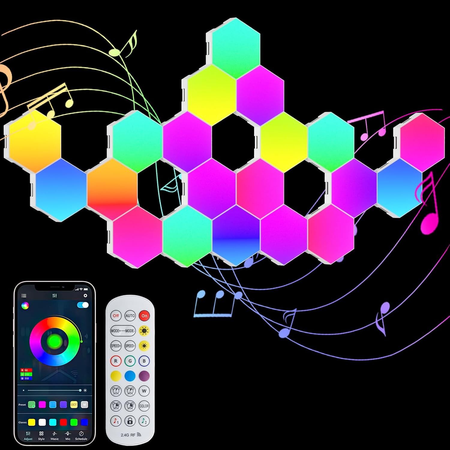 skelo LED Wandleuchte LED Sechseck Gaming Wandleuchte, 6-20PCS Hexagon RGB günstig online kaufen