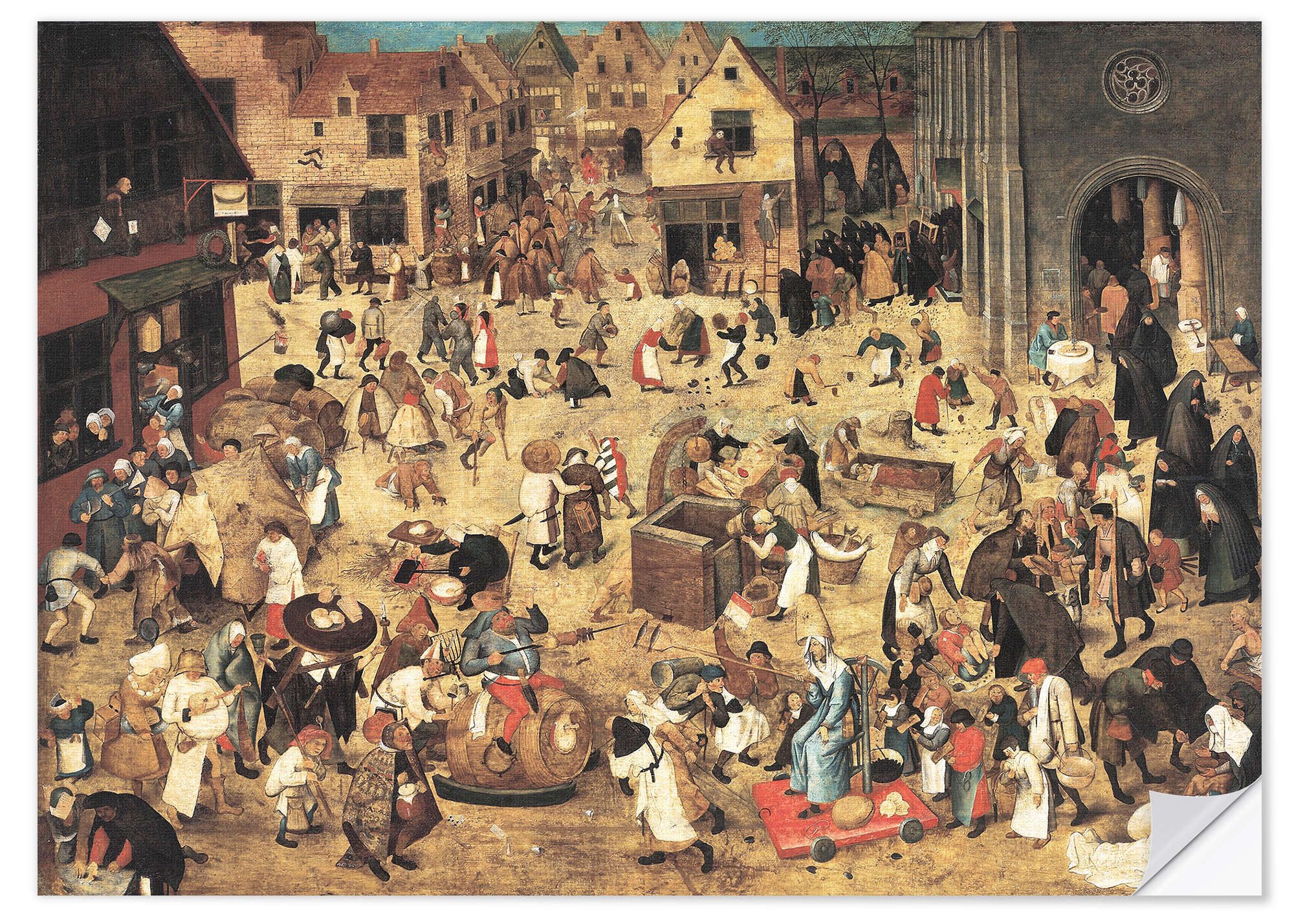 Posterlounge Wandfolie Pieter Brueghel d.J., Kampf zwischen Karneval und Fasten, Kindergarten Kindermotive