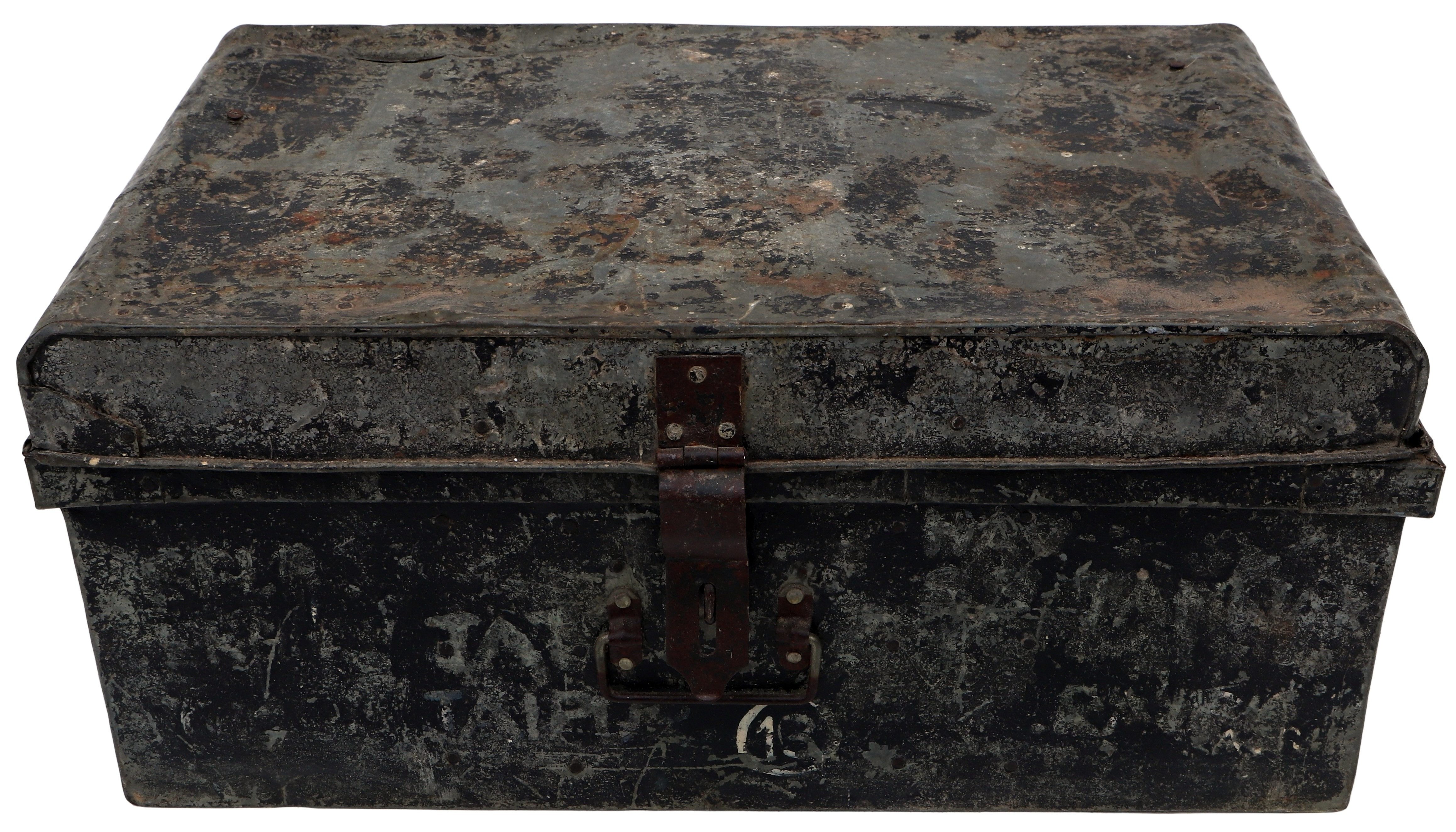 Guru-Shop Truhenbank Alter Blechkoffer, antiker Metallkoffer -..