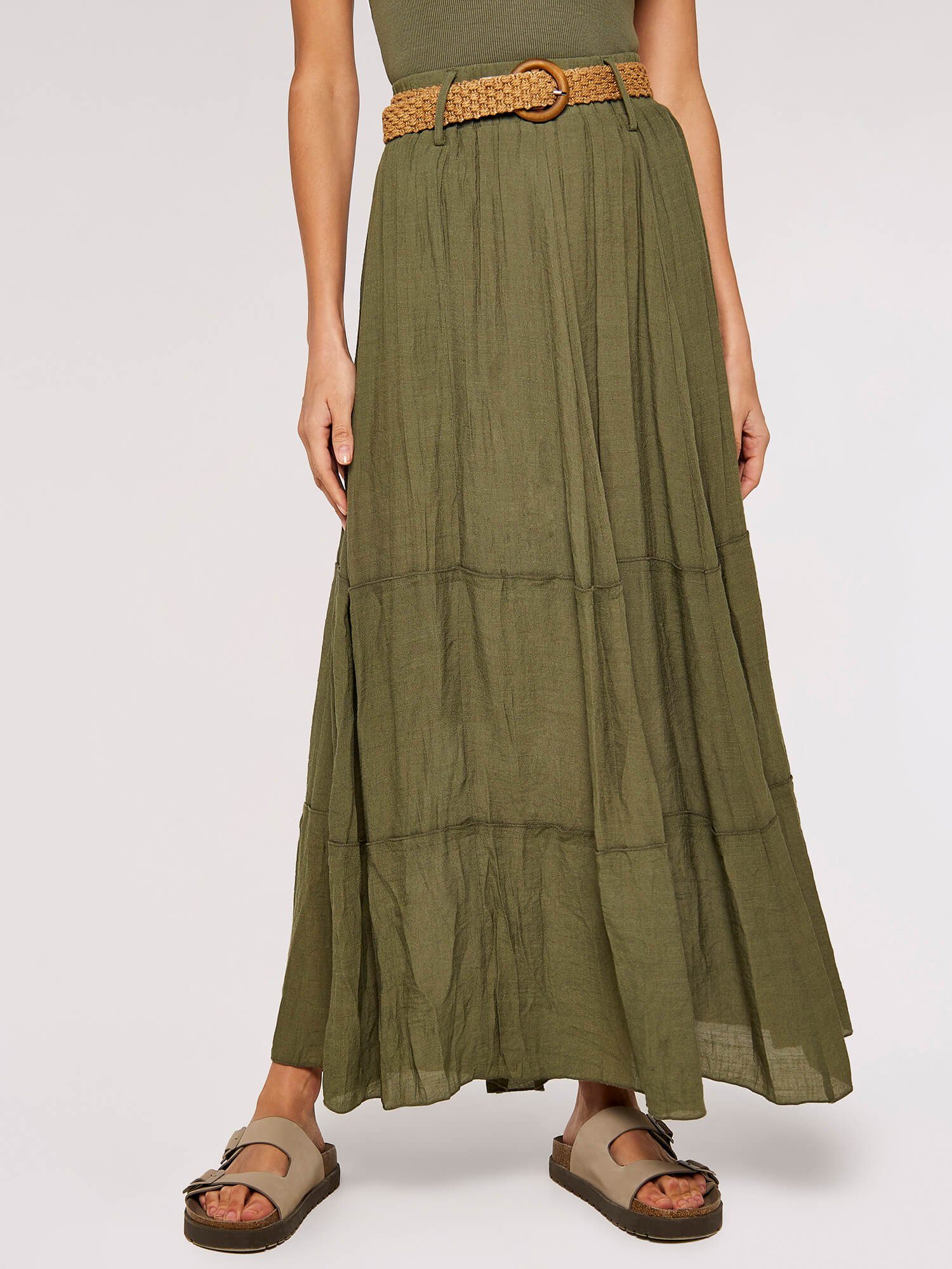 Apricot Maxirock Slub Shimmer Belt Maxi günstig online kaufen