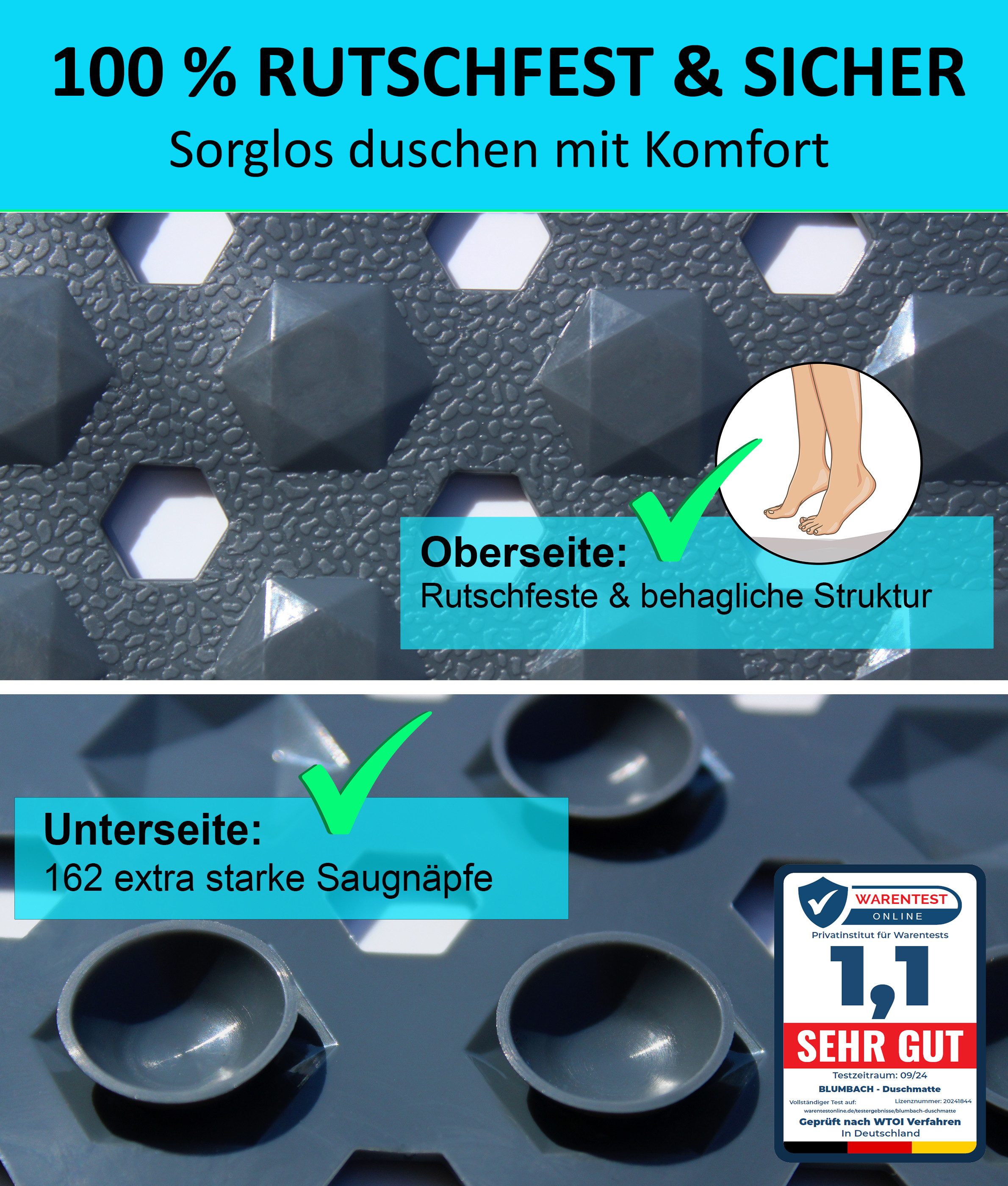 Blumbach Duschmatte - griffige Antirutschmatte Diamant günstig online kaufen