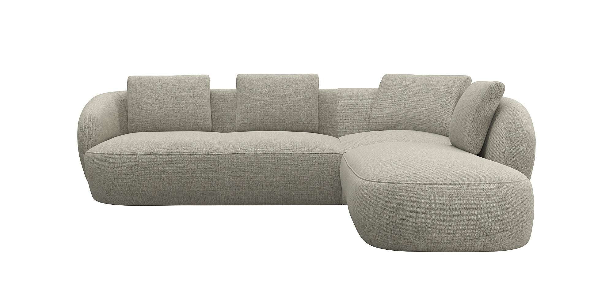 FLEXLUX Ecksofa Torino, rund, L-Form, Sofa-Ecke mit Ottomane, Modernes, organisches Sofa-Design, Kaltschaum, Wellenunterfederung
