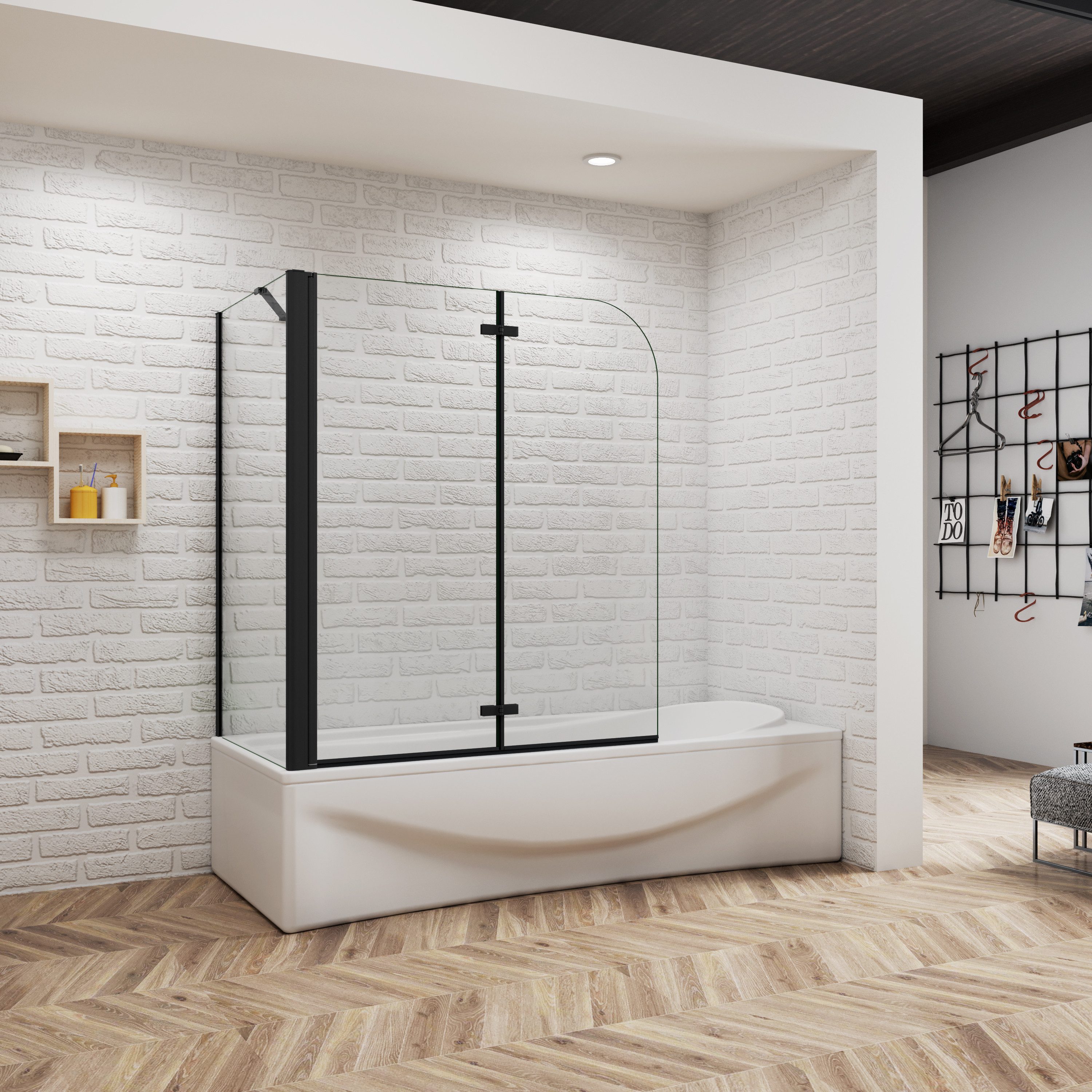 duschspa Badewannenaufsatz 6mm ESG Faltwand Drehwand mit Seitenwand Duschtr günstig online kaufen