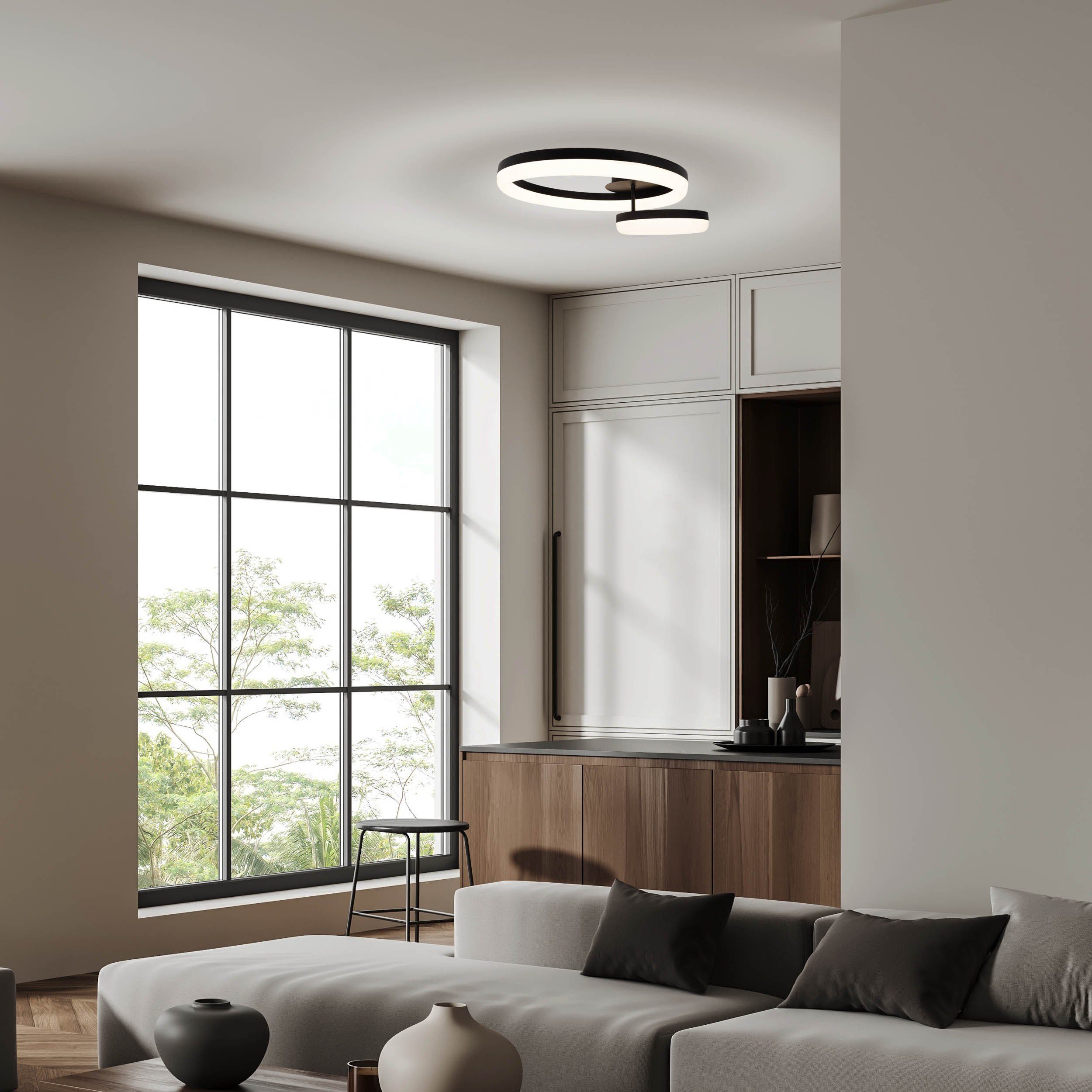 näve LED Deckenleuchte CIRCULO, Dimmfunktion, LED fest integriert, Warmweiß, Stufenweise dimmbar per Wandschalter