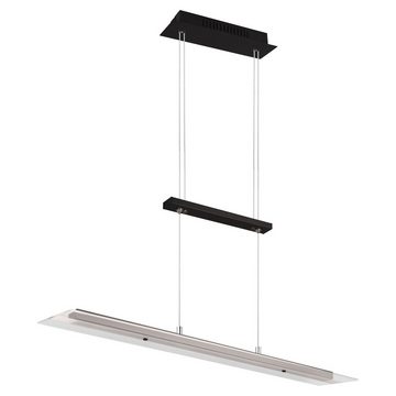 Reality Leuchten LED Pendelleuchte MILOS, 4-flammig, Schwarz, Transparent, Metall, Höhenverstellbar, LED fest integriert, Extra-Warmweiß, Hängeleuchte, Hängelampe, Lampenschirm aus Glas, B 80 x H 170 x T 12 cm