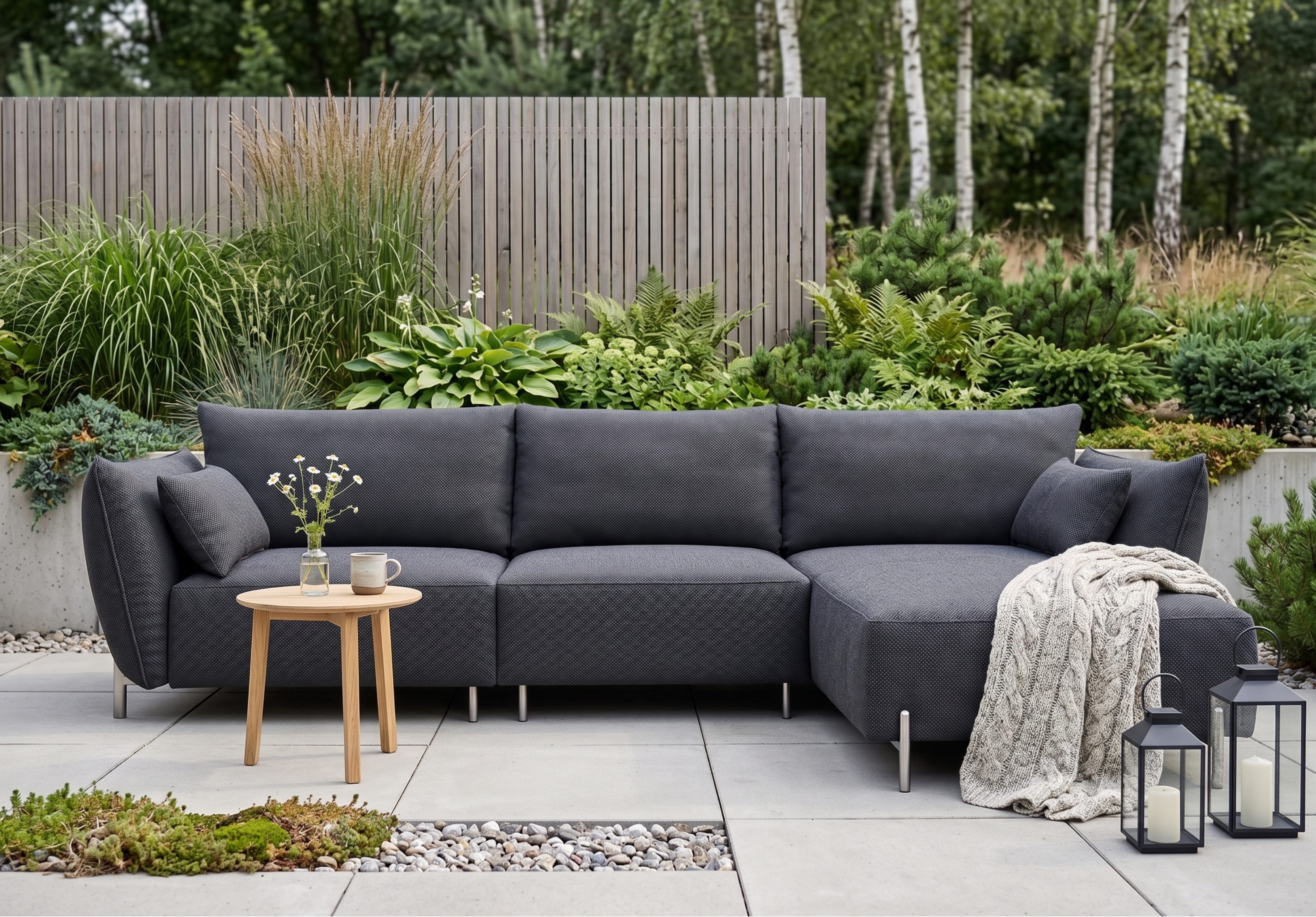 Kaiser Möbel Ecksofa Gartenecksofa für Terrasse und Garten, Stoff Sunlight, SUNMEE, Outdoor-Premiumstoff,Wetterbeständig,Lounge-Design,Pflegeleicht