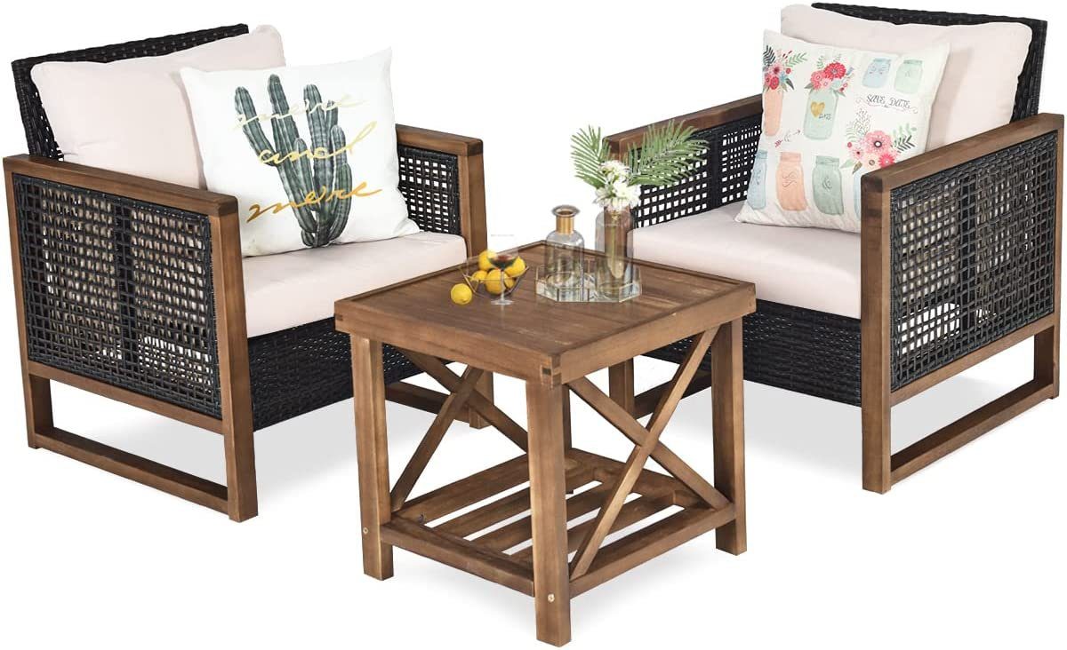 KOMFOTTEU Sitzgruppe Gartenmöbel, (Set, 3tlg), Rattanmöbel Lounge Set