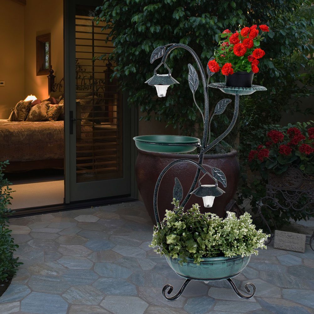 Außen verbaut, Vogelbad Ständer Pflanzenständer etc-shop Blumenregal Gartenleuchte, LED-Leuchtmittel Blumen fest Garten