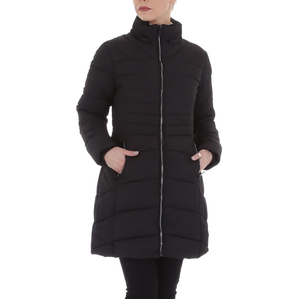 Ital-Design Winterjacke Damen Freizeit (87256686) Kapuze (abnehmbar) Gefüttert Mantel in Schwarz