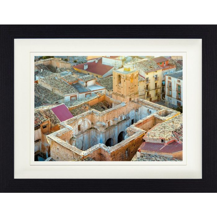 1art1 Bild mit Rahmen Häuser - Altstadt Mit Kirche Von San Pedro In Ariza Spanien
