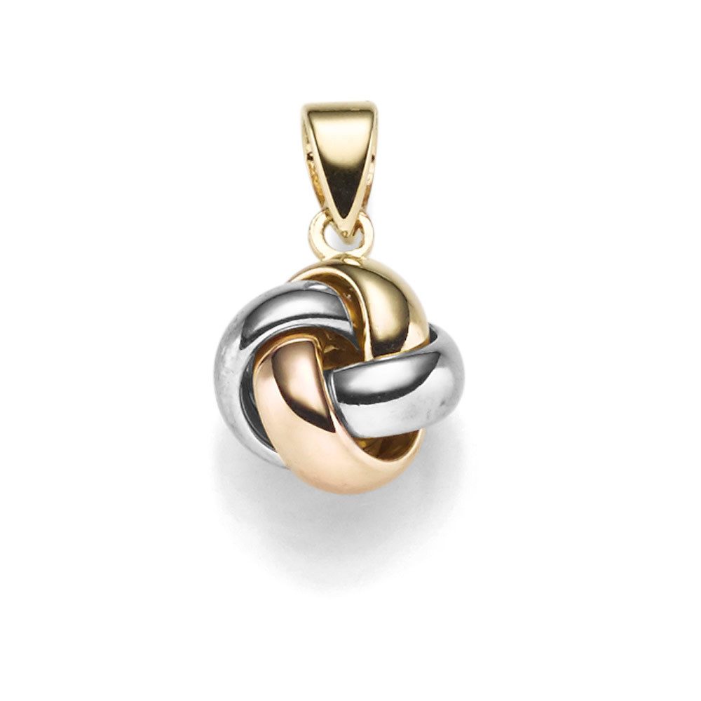 Schmuck Krone Kettenanhänger Anhänger Knoten 10,5x17mm, 585 Gold tricolor, Gold 585