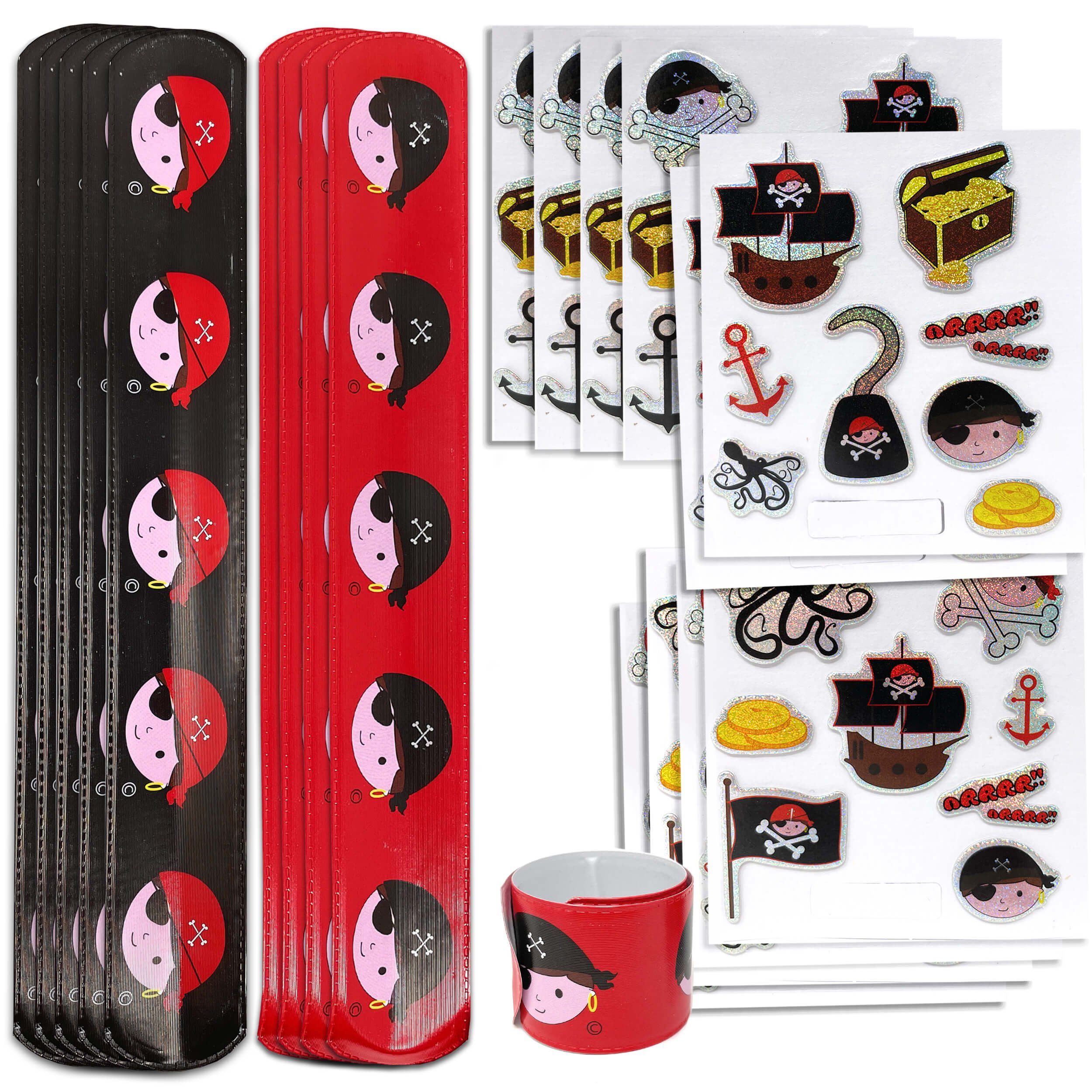 AMLI Armband Pirat Schnapparmband Sticker Set, Knickarmbänder und Aufkleber Piraten 10er Set Astro