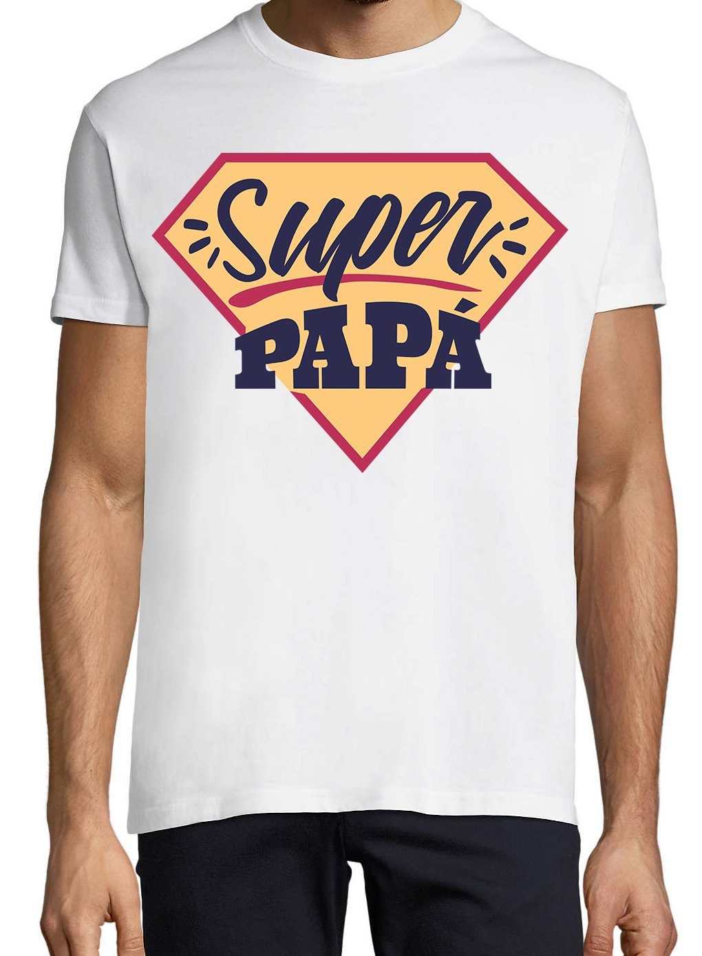 Youth Designz T-Shirt Super Shirt lustigem Papa Frontprint mit Herren Weiß