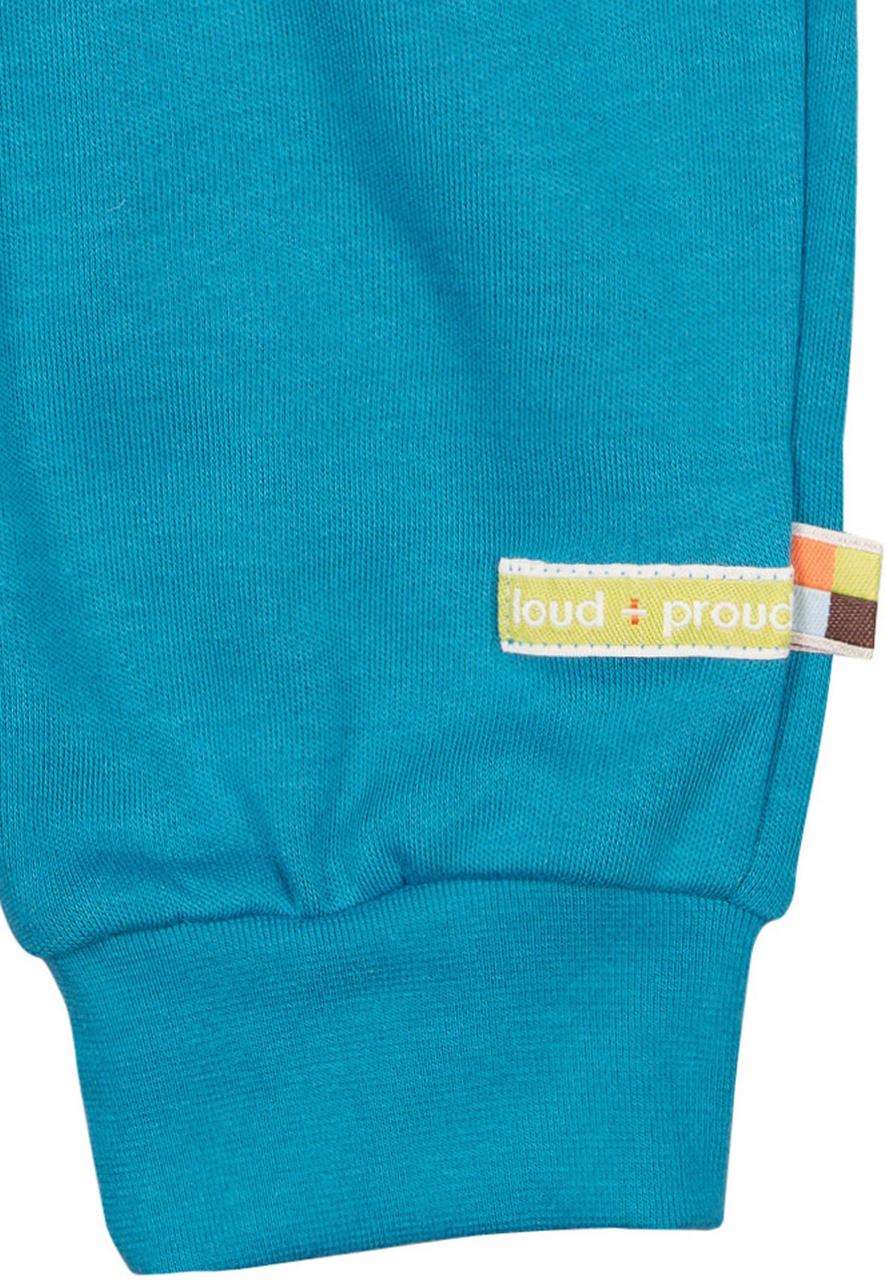 loud GOTS proud zertifizierte + Bio-Baumwolle Sweathose Petrol mit Umschlagbund