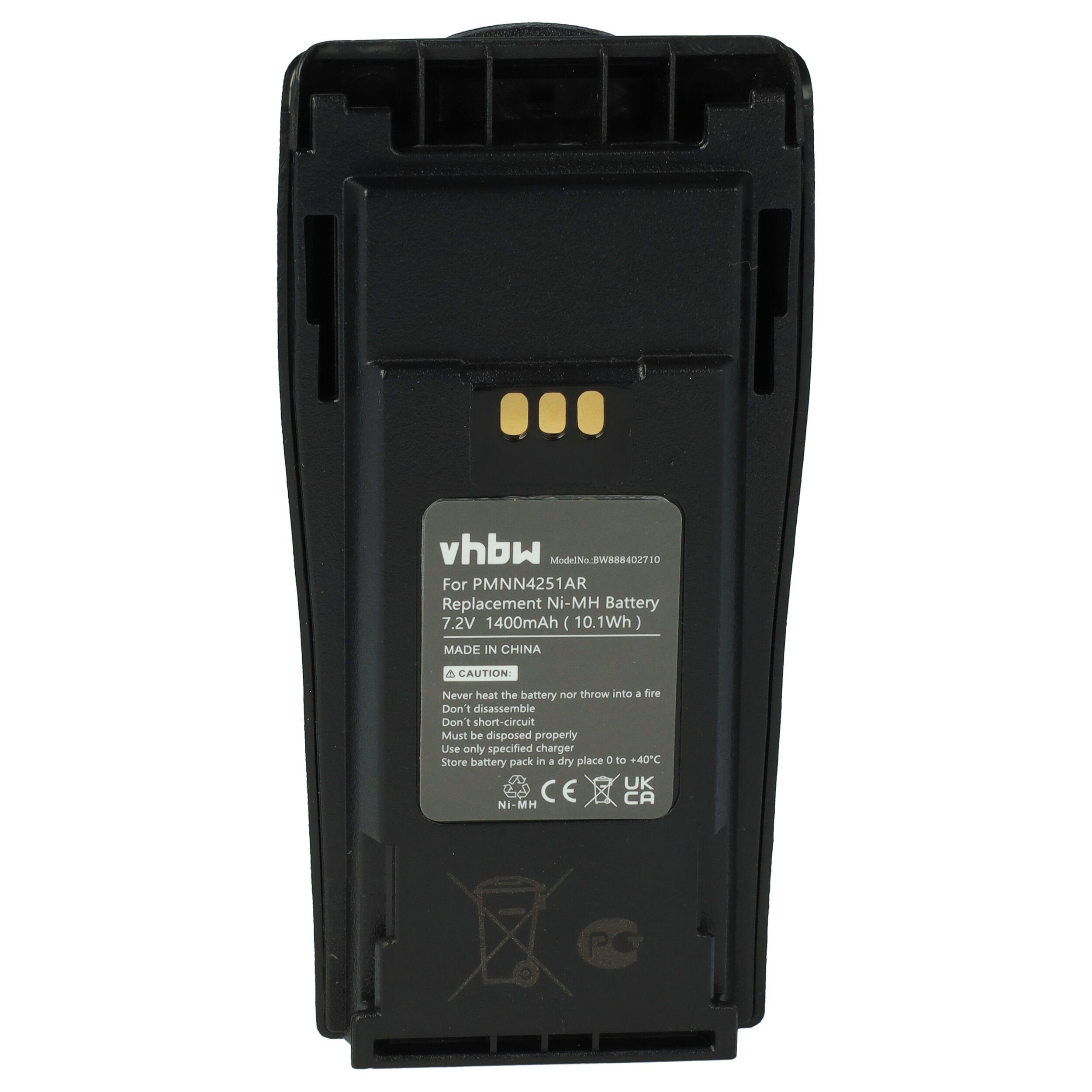 vhbw kompatibel mit Motorola DP1400, CP040 V) mAh NiMH (7,2 Akku 1400