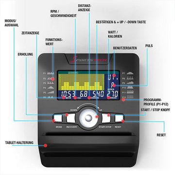 Sportstech Ergometer ES600, Magnetbremssystem, Tablethalterung, USB-Ladeanschluss