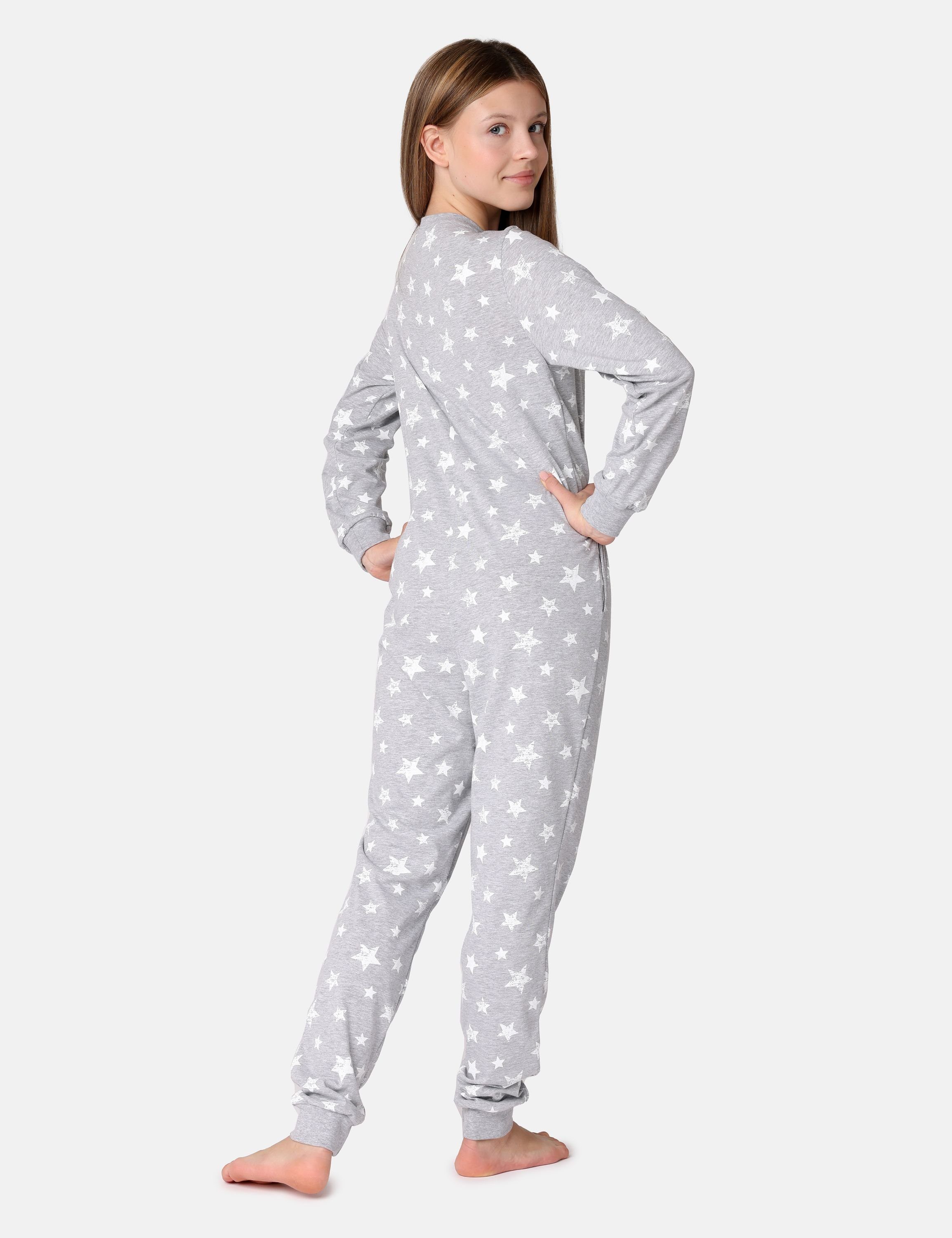 Jugend Melange/Ecru MS10-235 Schlafoverall Schlafanzug Mädchen Style Schlafanzug Merry Sterne