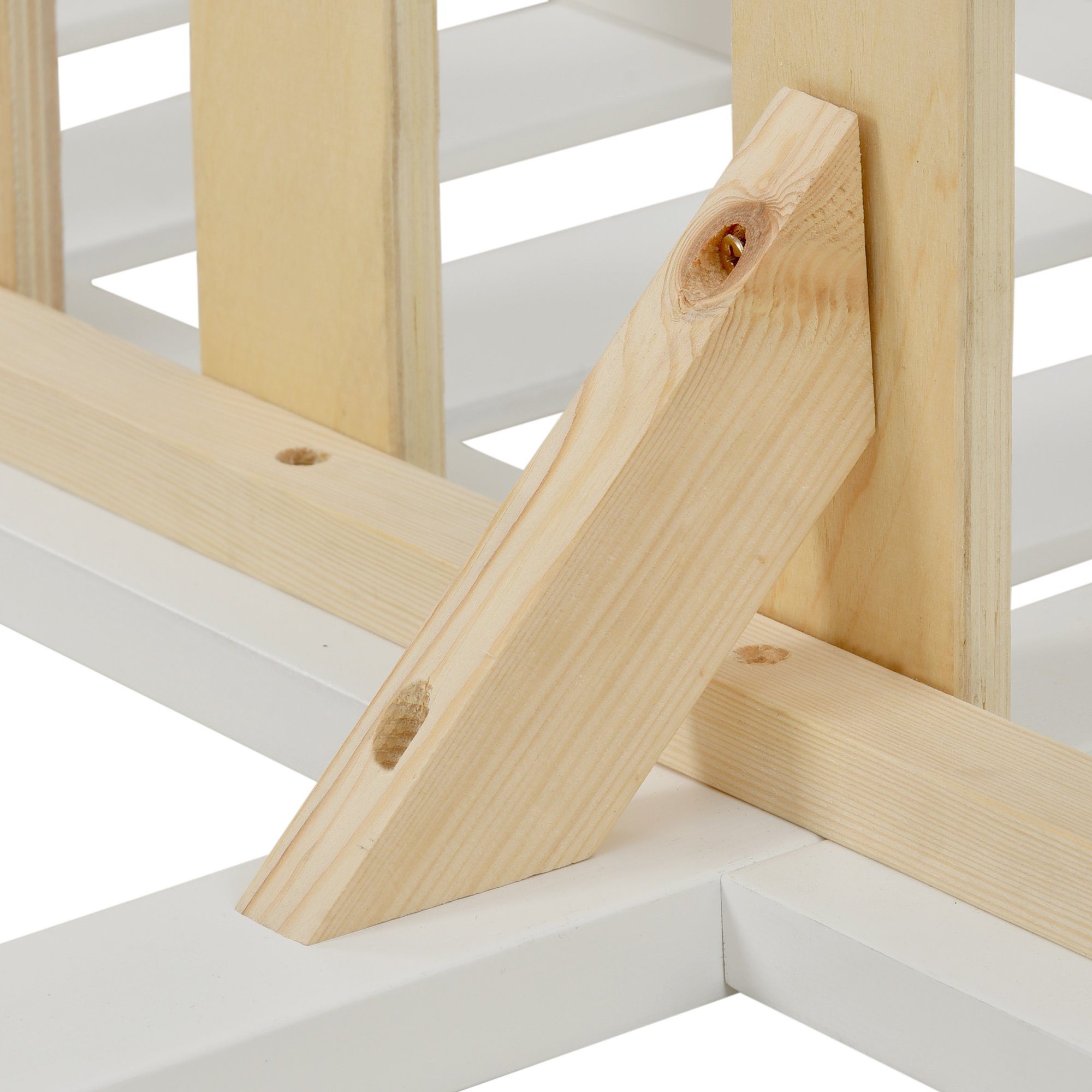 Daybett (1 tlg), Einzelbett Tagesbett Kinderbett mit Rausfallschutz, 2 MDF Schubladen und Lattenrost, Kiefernholz, Bett 200x90cm