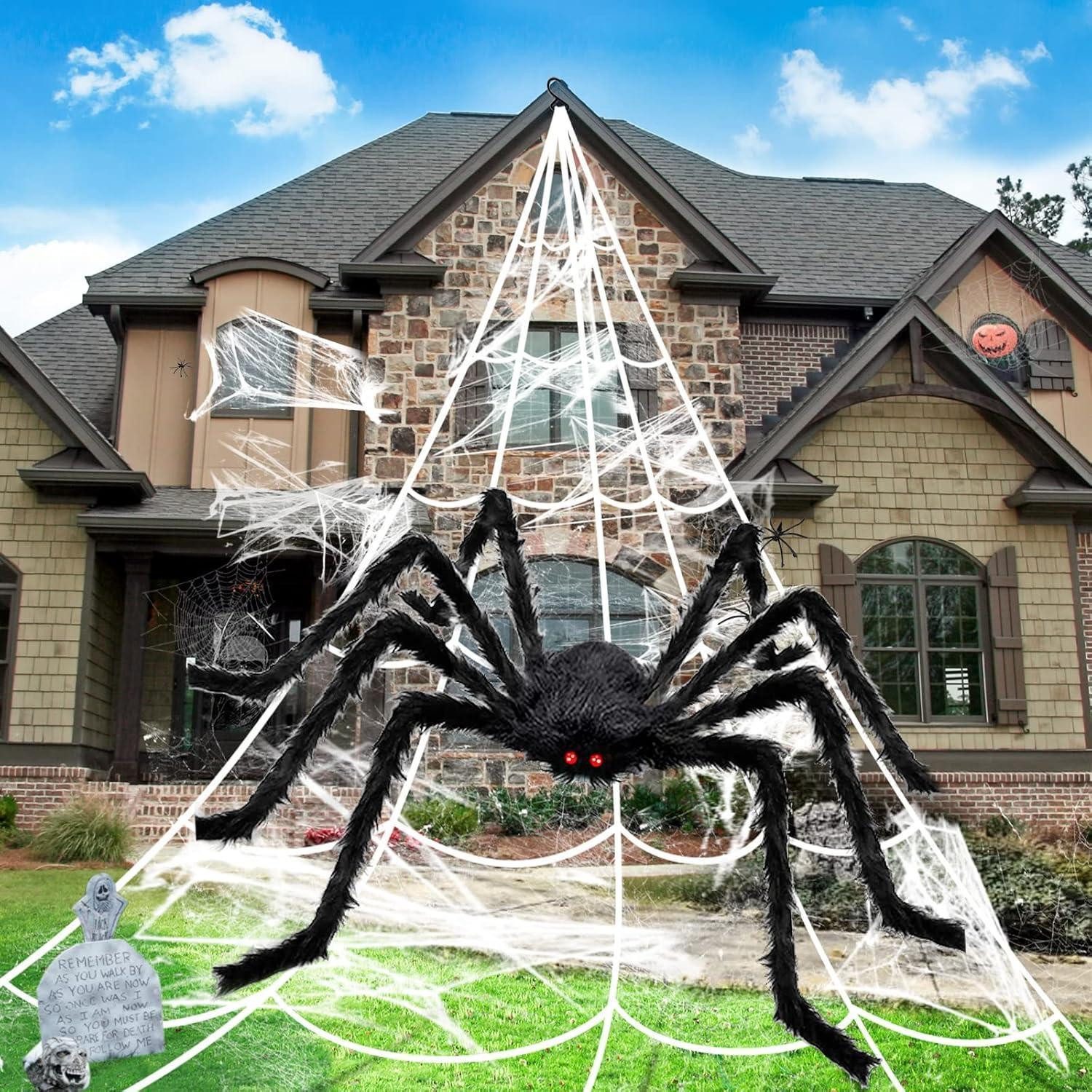 LuxusKollektion Dekofigur Halloween Deko Outdoor Spinne Gruseliges Riesenspinne Set 127cm mit (1 St)