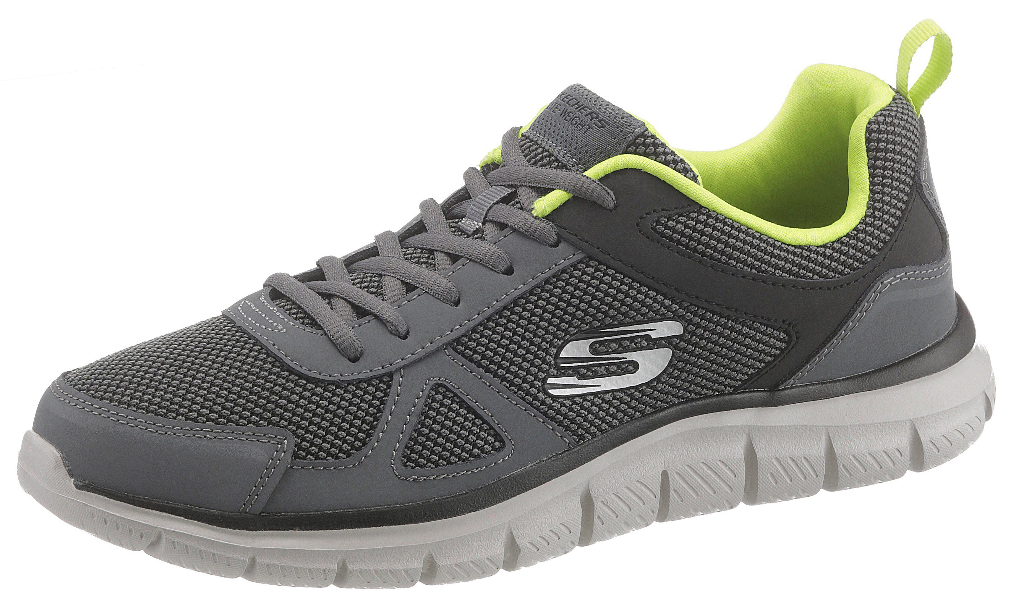 Track Sneaker Skechers mit seitlichem Grau-Schwarz-Grün / Charcoal-Black-Lime Logo CCLM -