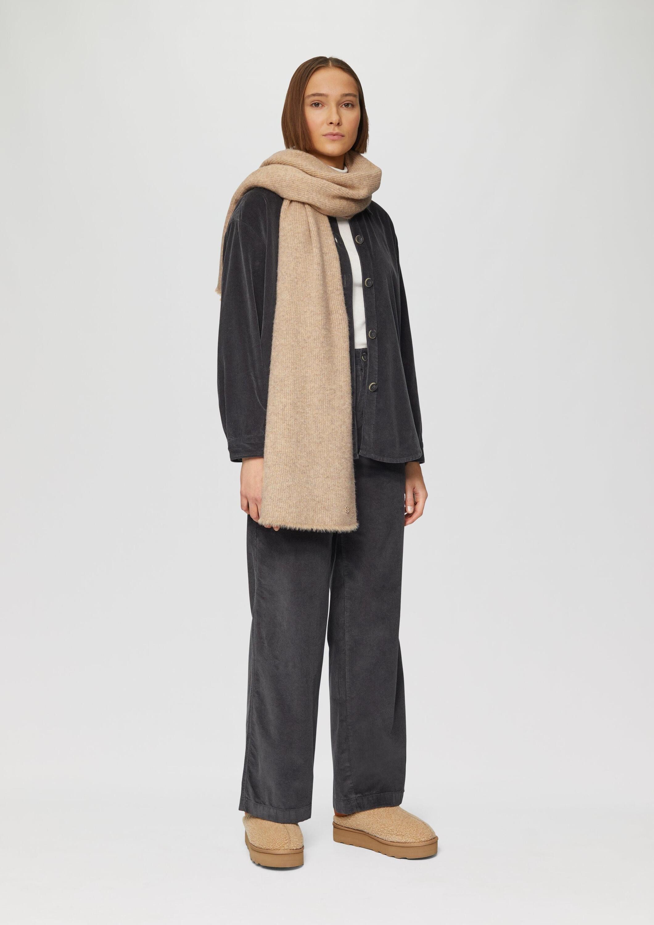 s.Oliver Schal Tuch, Strickschal mit Fransen und Logo-Ring