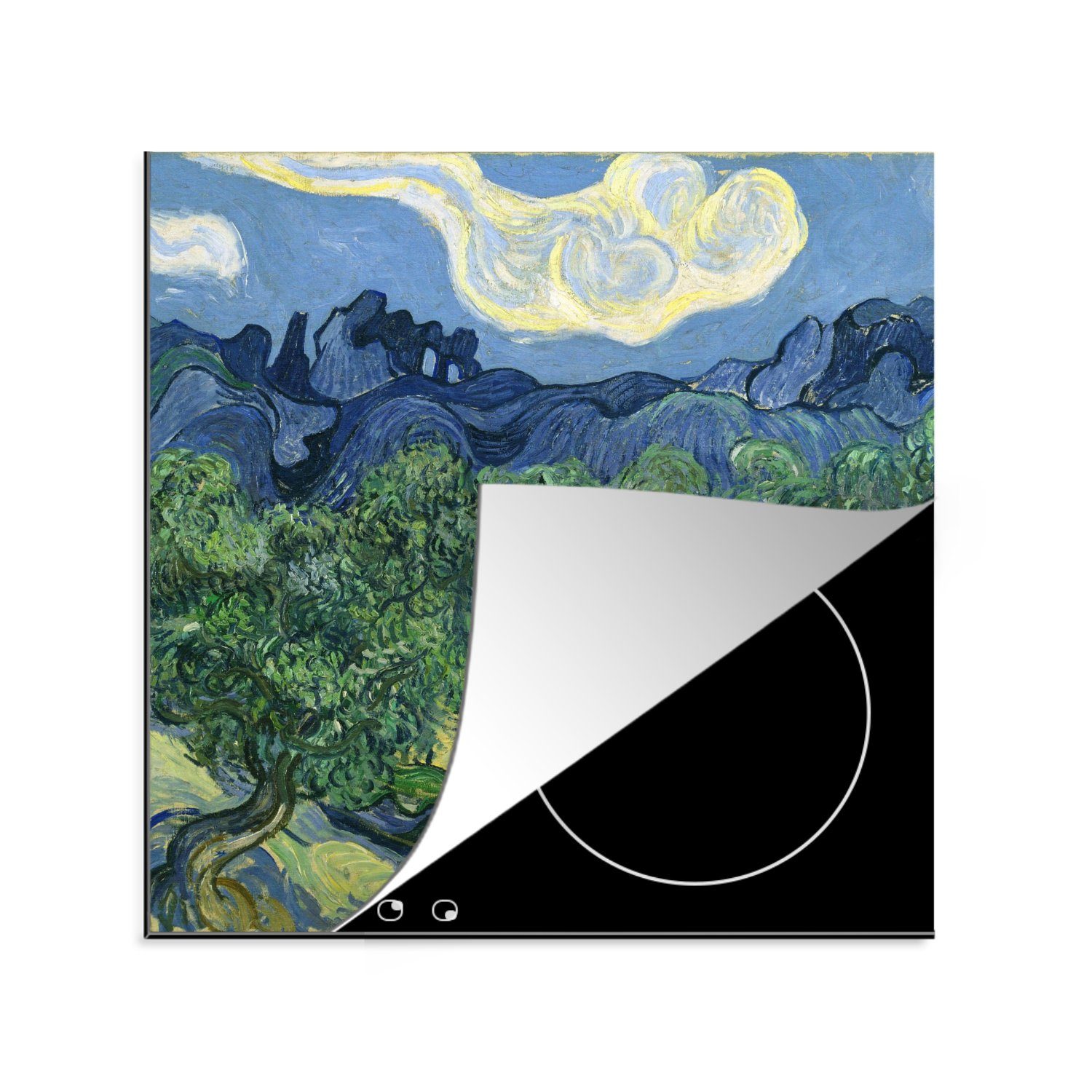 MuchoWow Herdblende-/Abdeckplatte Die Olivenbäume - Gemälde von Vincent van Gogh, Vinyl, (1 tlg), 78x78 cm, Ceranfeldabdeckung, Arbeitsplatte für küche