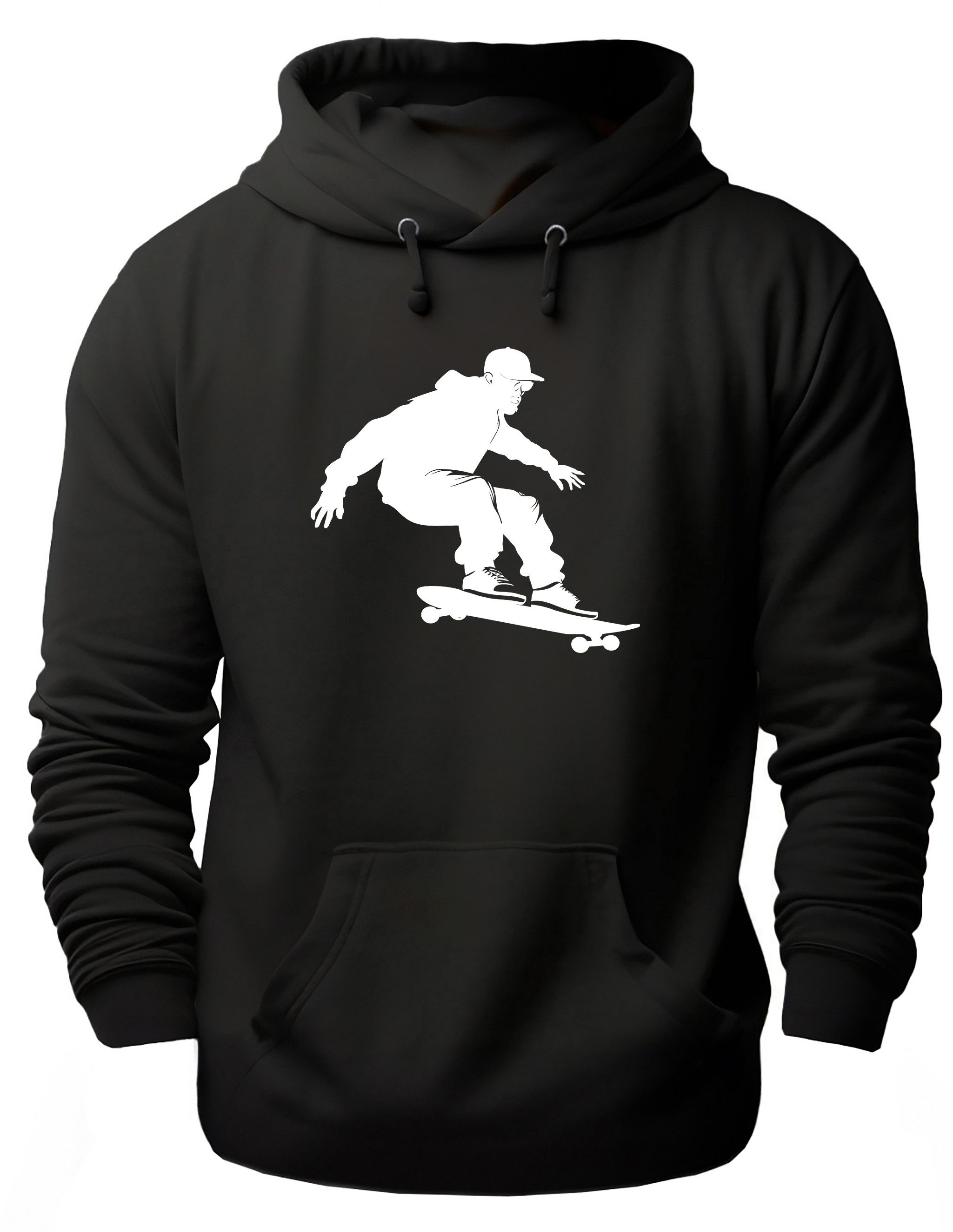 MyDesign24 Hoodie Skater Kapuzen Pulli - springender Skateboarder Silhouette Herren und Damen Kapuzensweater - Skater Hoodie i718