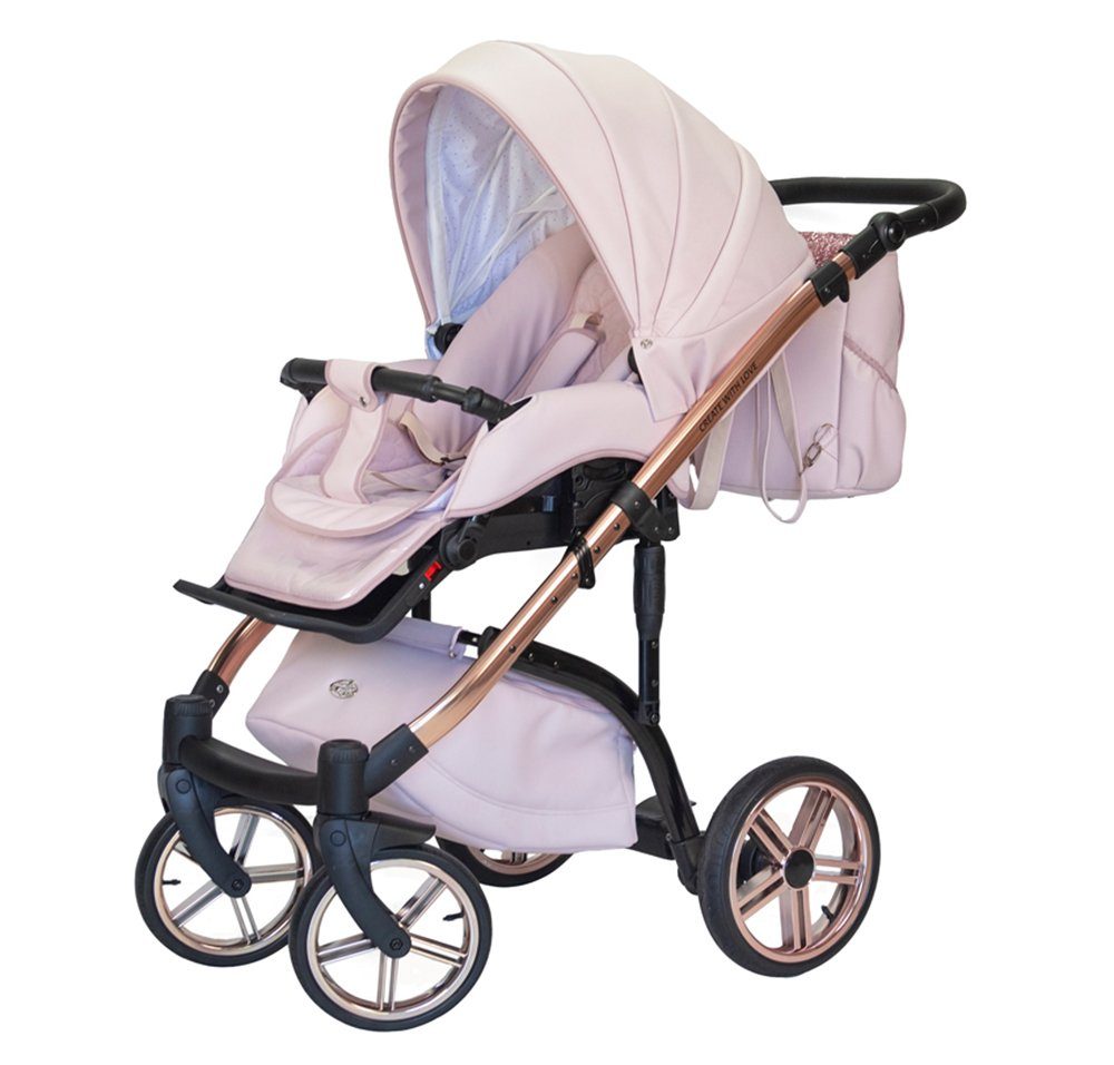 in 3 Farben - Rosa-Dekor Lux 16 1 in - Teile babies-on-wheels 12 Kombi-Kinderwagen Kinderwagen-Set Vip