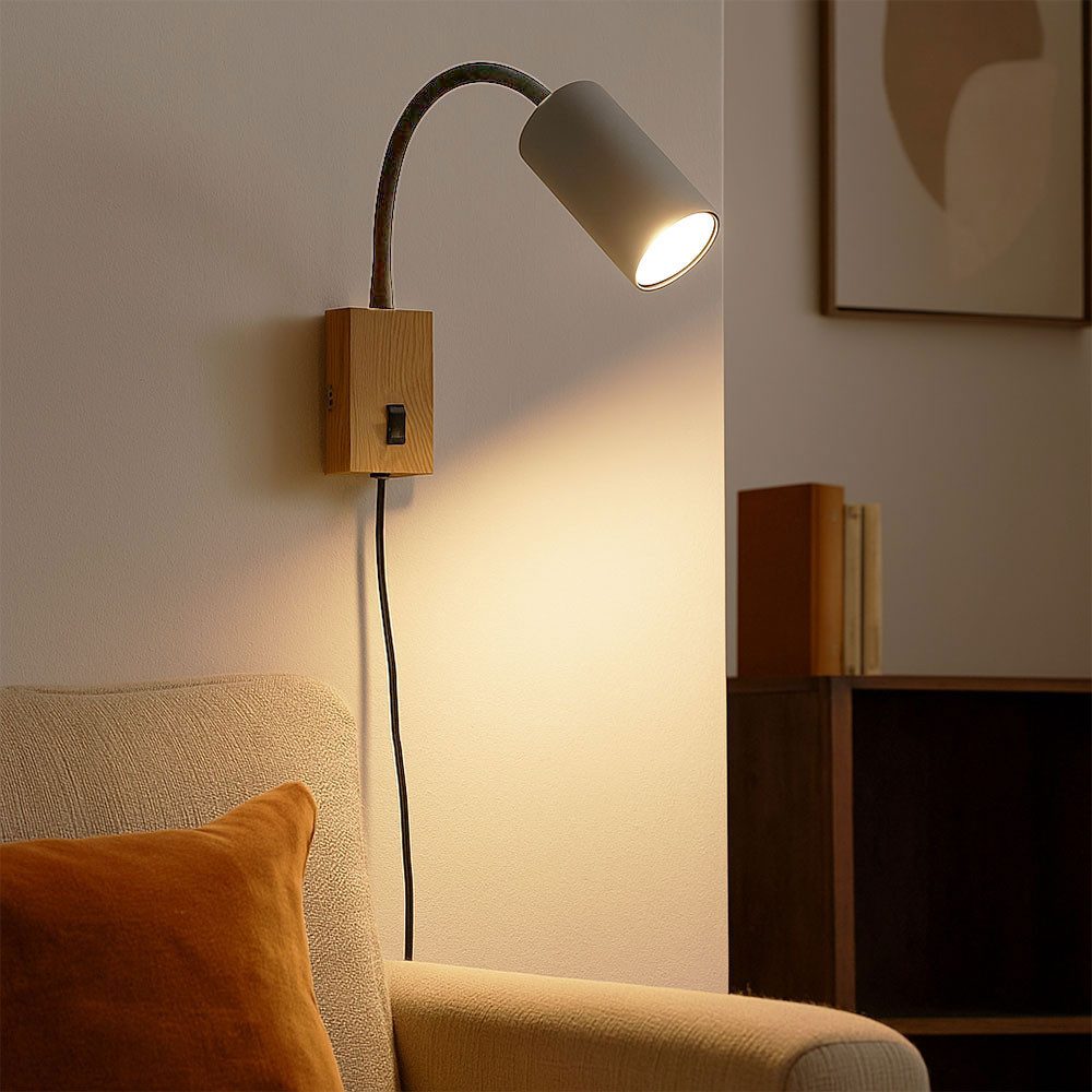 GLOBO LIGHTING Wandleuchte, Leuchtmittel nicht inklusive, Wand- Leselampe für Schlafzimmer Leselampe Holzoptik