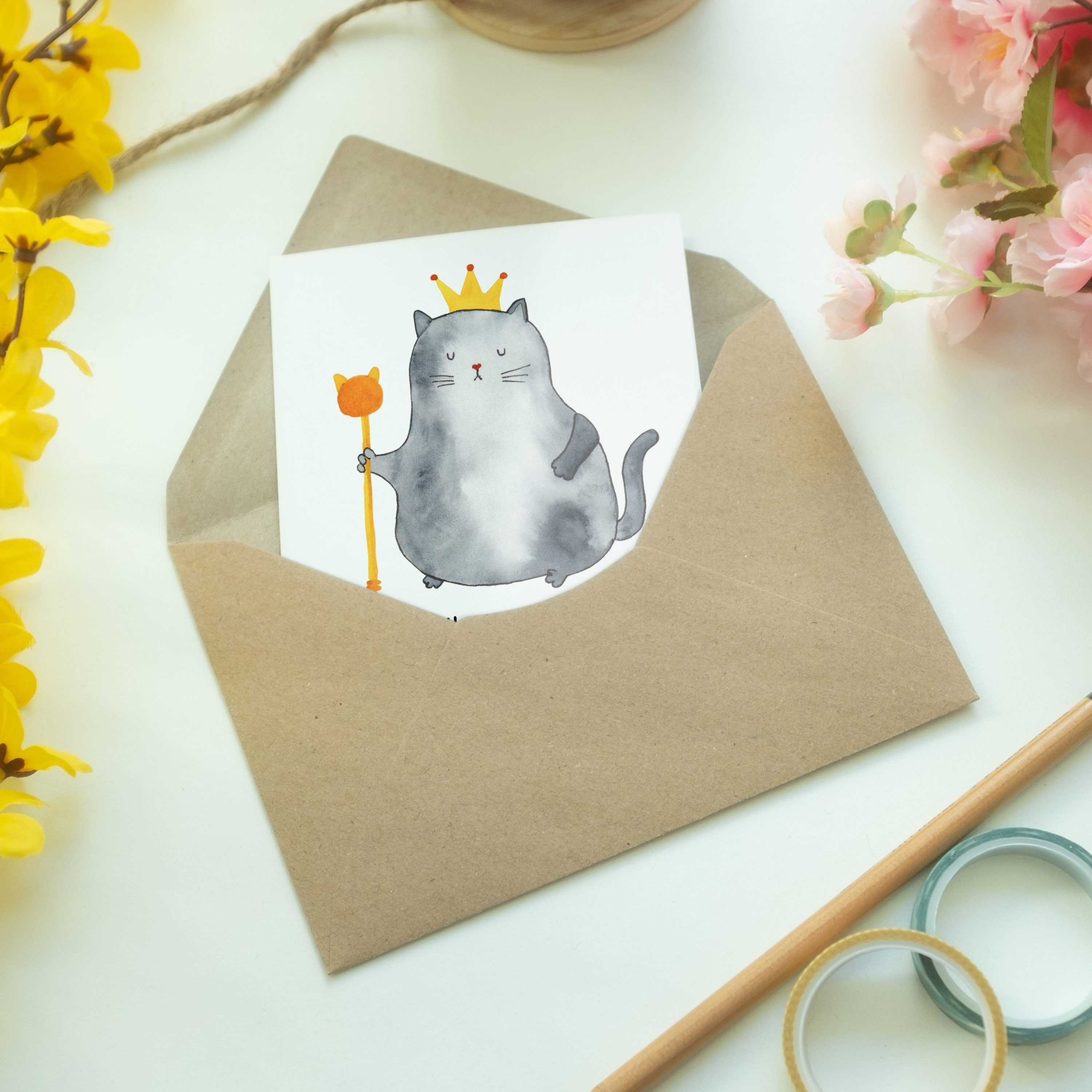 Mr. & Mrs. Panda Grußkarte Hochzeitskarte, Weiß - Mietze, Geschenk, - Kat Katzen Koenig Familie