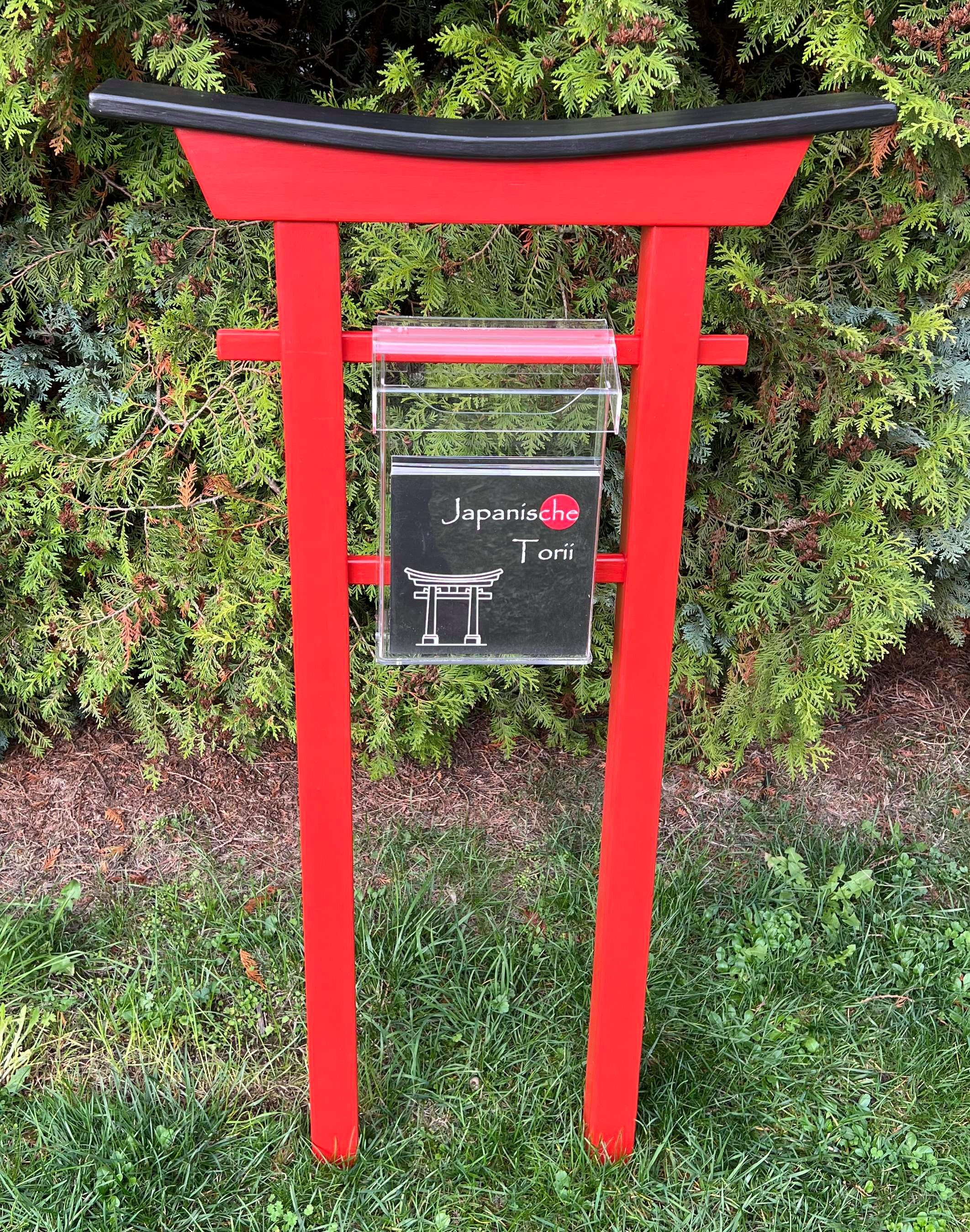 AAF Nommel Standbriefkasten Prospektständer im japanischen Torii-Design Wasserfest für A4 Flyer, Wasserfest für innen und außen