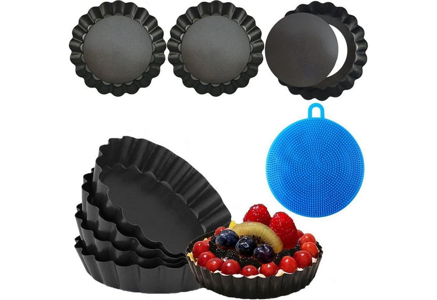 LuxusKollektion Tarteform Tartelette Förmchen Hebeboden 10cm 8 Mini Quiche 10cm×8