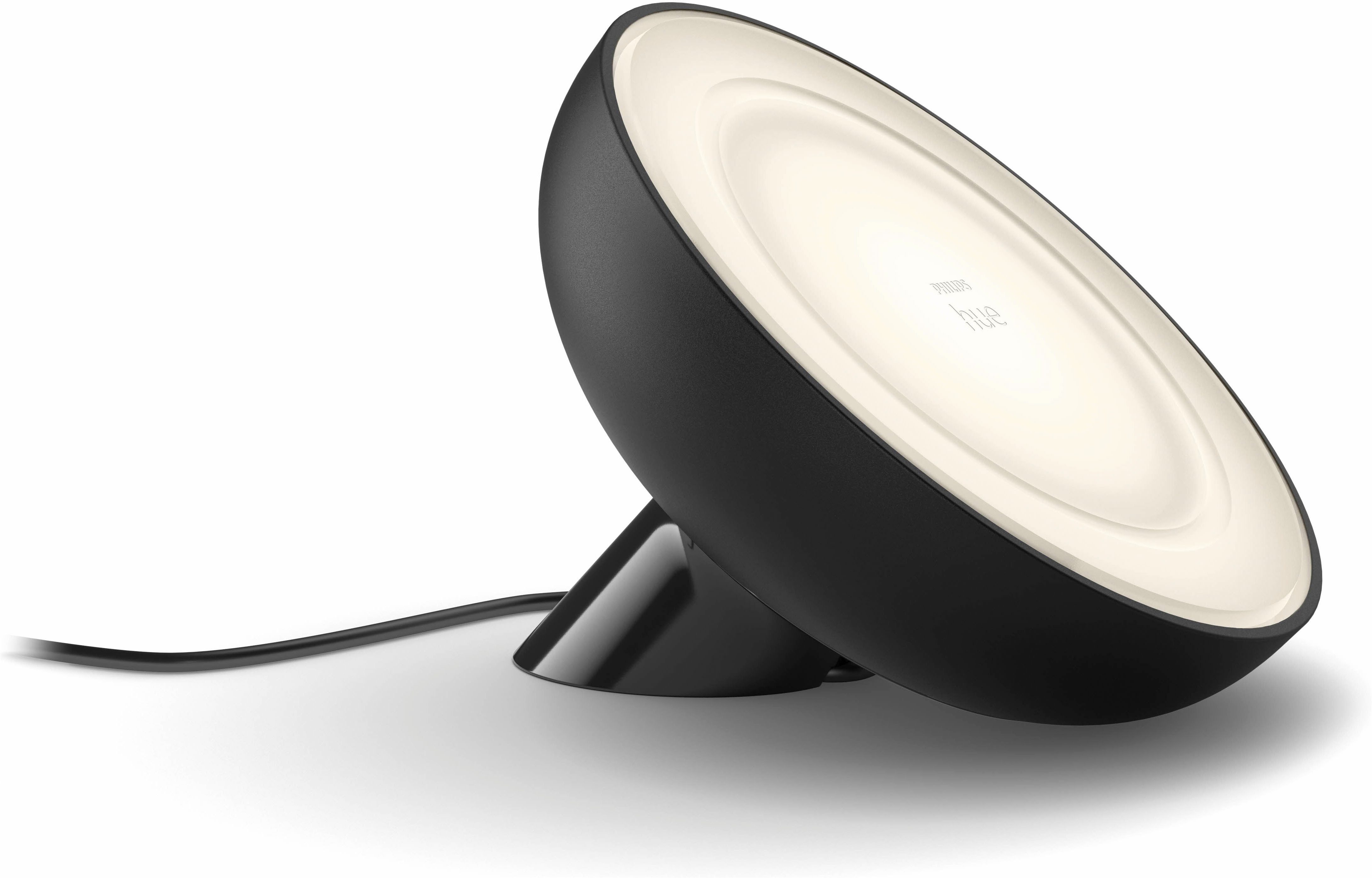 Philips Hue LED Tischleuchte White & Color Ambiance Bloom schwarz, Abschaltautomatik, Bluetooth, CCT - über Fernbedienung, Dimmfunktion, Einschlafhilfe, Farbsteuerung, Farbwechsel, Memory, nach Trennung vom Netz, Nachtlichtfunktion, RGB, Smart Home, Timerfunktion, Weckerfunktion, dimmbar über Fernbedienung, mehrere Helligkeitsstufen, LED fest integriert, Farbwechsler, RGB, warmweiß - kaltweiß, Steuerbar per App und Stimme, Smart Home fähig, Farbfähig und Weißtöne