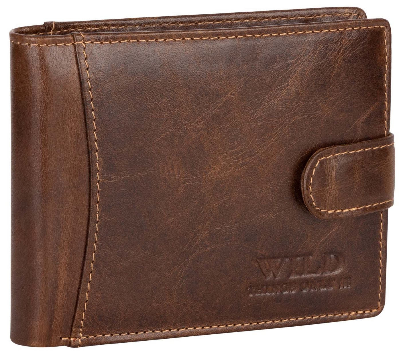 Wild Things Only !!! Geldbörse RFID echt Leder Portemonnaie Geldbörse Riegelbörse Herren Querformat, RFID Schutz