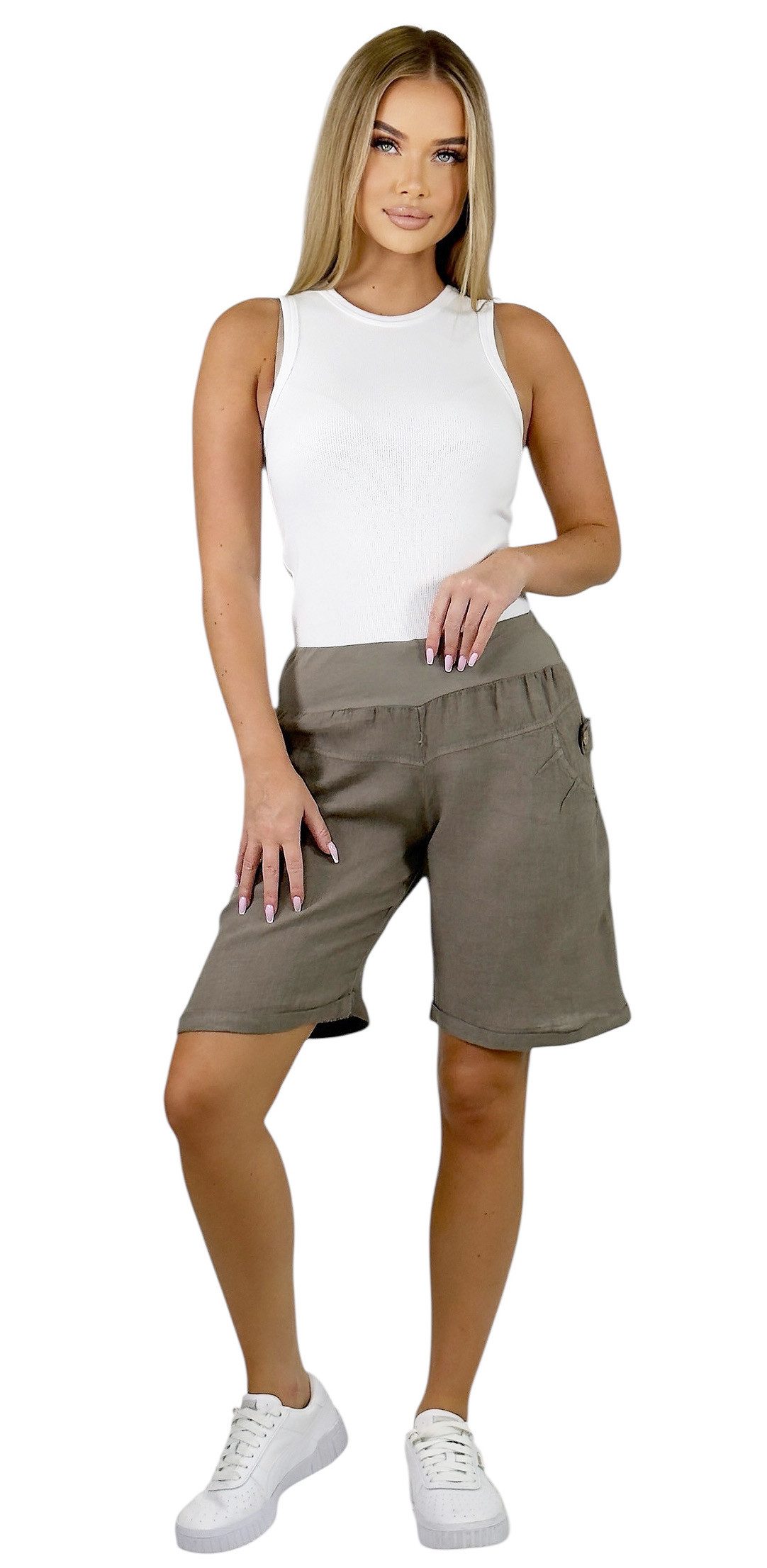 Mississhop Leinenhose 100 % Leinen Leinenshorts günstig online kaufen