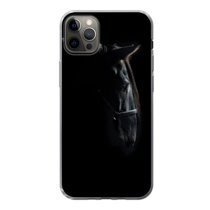 MuchoWow Handyhülle Pferd - Leicht - Schwarz Handyhülle Apple iPhone 13 Pro Max Smartphone-Bumper Print Handy