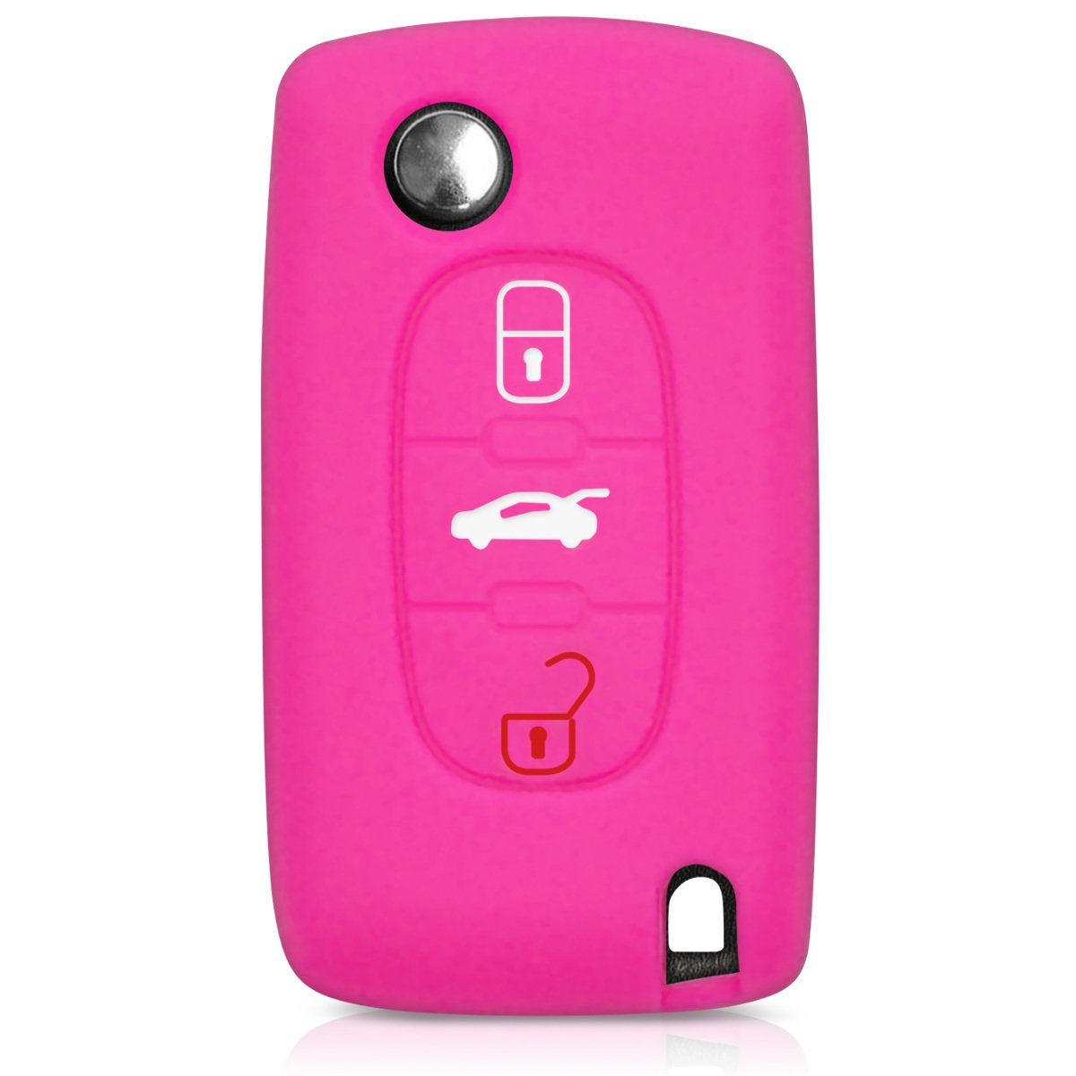 Peugeot Citroen Cover Silikon Case Autoschlüssel Schlüsseltasche für Pink 3-Tasten Schlüsselhülle Autoschlüssel, Schlüssel kwmobile Hülle