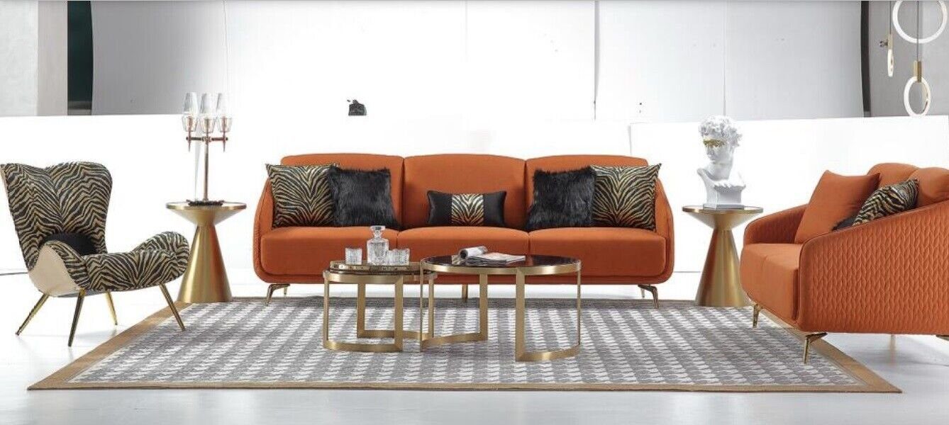 JVmoebel Sofa Stillvolle luxus Sofagarnitur 3+2+1 Sitzer Edelstahl Design Neu, Made in Europe