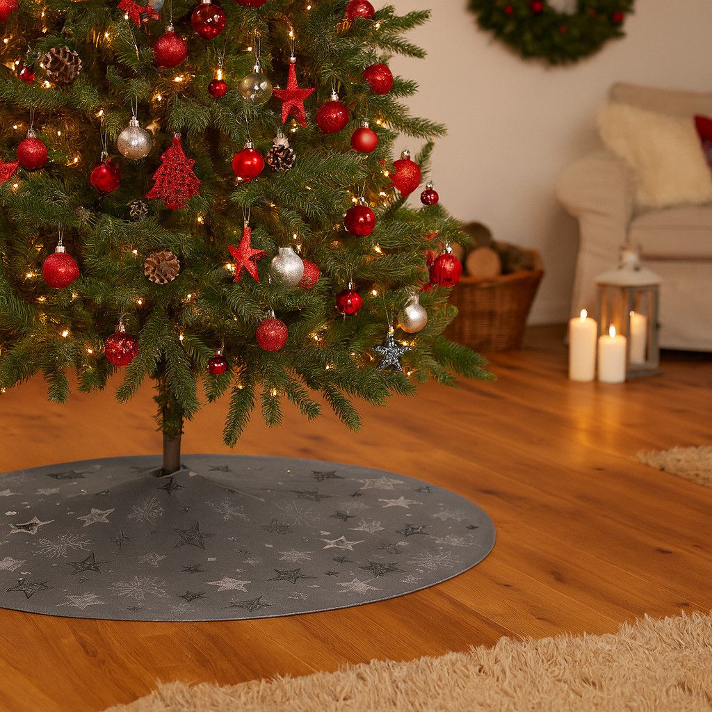 texpot Tischdecke Weihnachtsbaumdecke Stickerei Sterne Winter Weihnachten Deko (1-tlg)